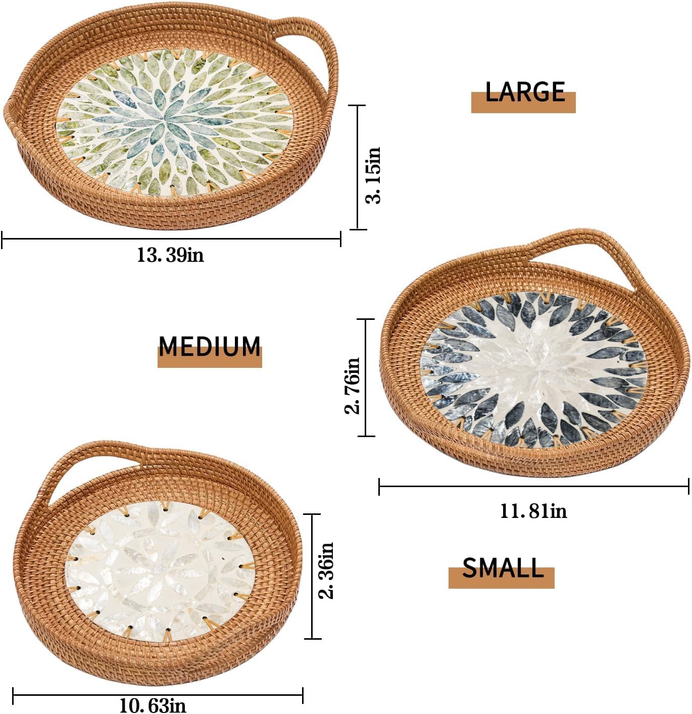 Round Rattan Tray Set