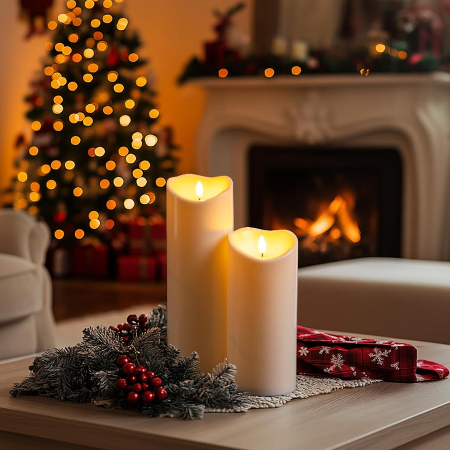 Homemory 4"x12" Outdoor Waterproof Flameless Candles with Timers and Remote Control, Battery Operated Candles, LED