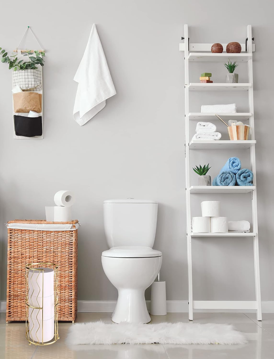 Decorative Metal Standing Toilet Tissue Holder for Bathroom/Powder Room, Compact Tissue Reserve for 3 Rolls of Toilet