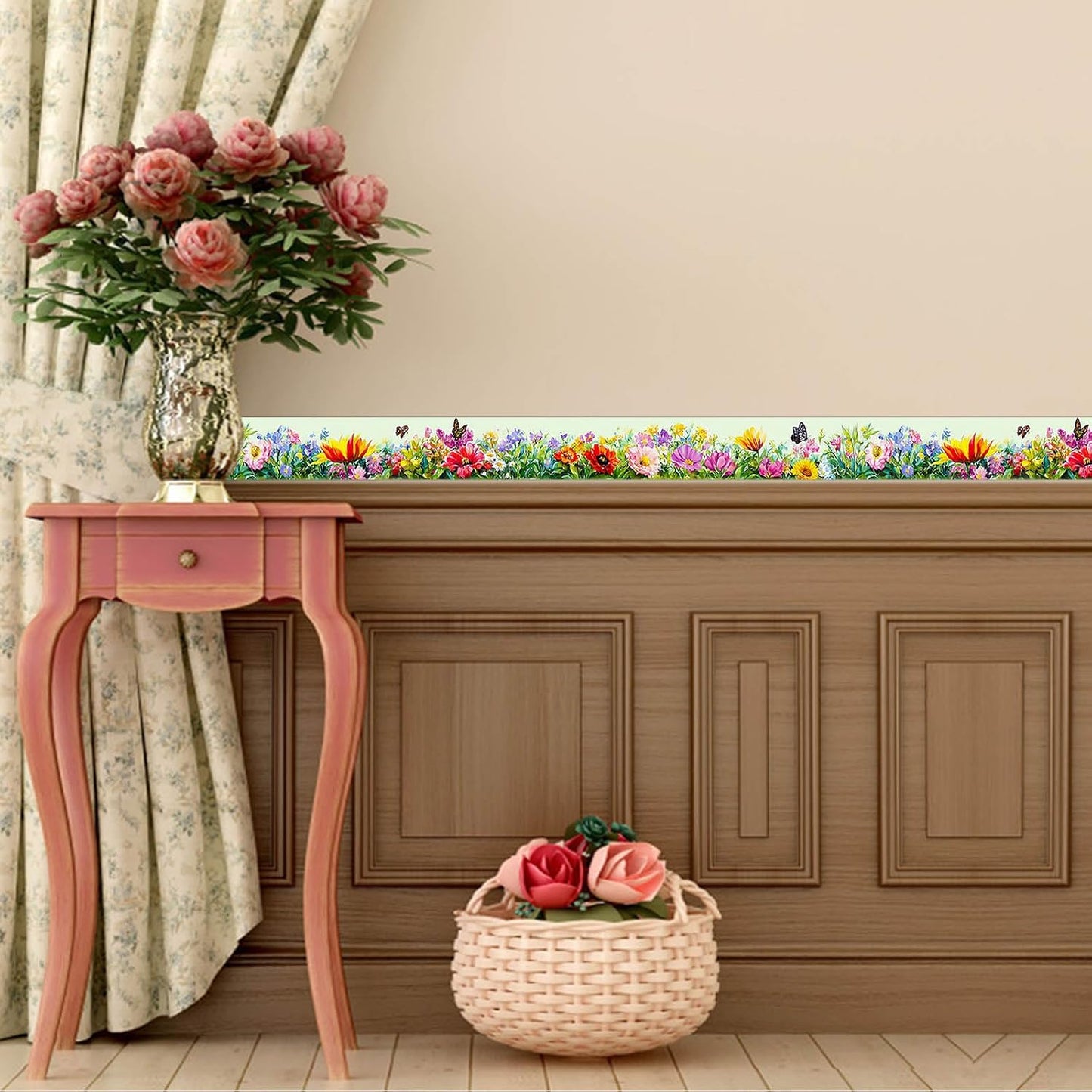 Wallpaper Border Peel and Stick Decorative Wall Trim Self Adhesive / Spring Wildflower Garden