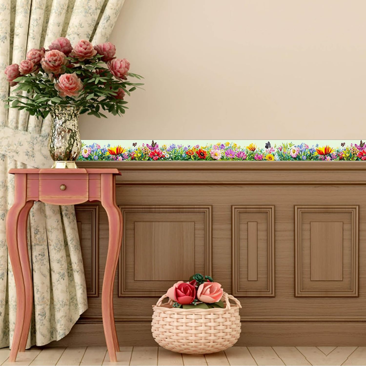 Wallpaper Border Peel and Stick Decorative Wall Trim Self Adhesive / Spring Wildflower Garden