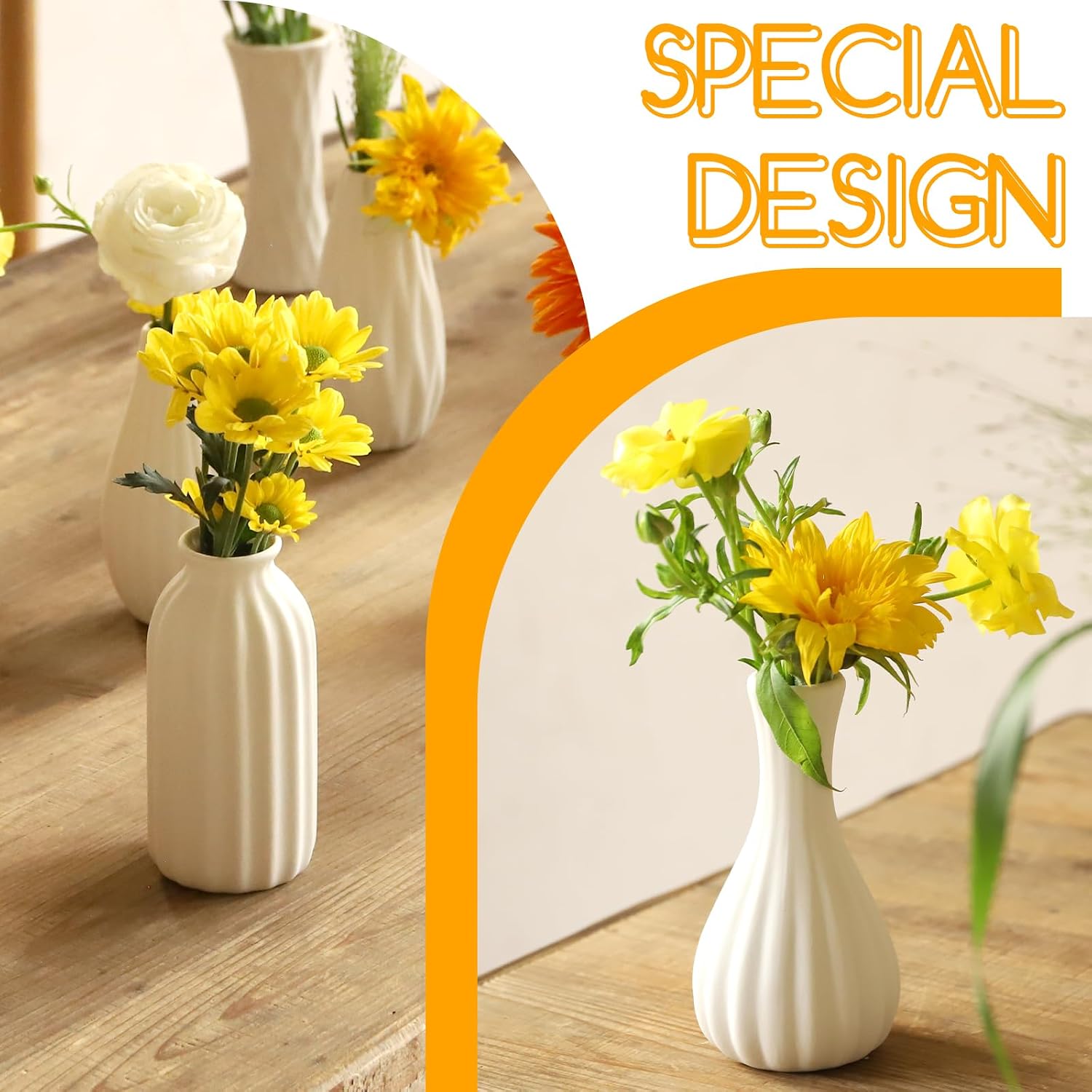 16packs Small Ceramic Vases / White / Set of 16