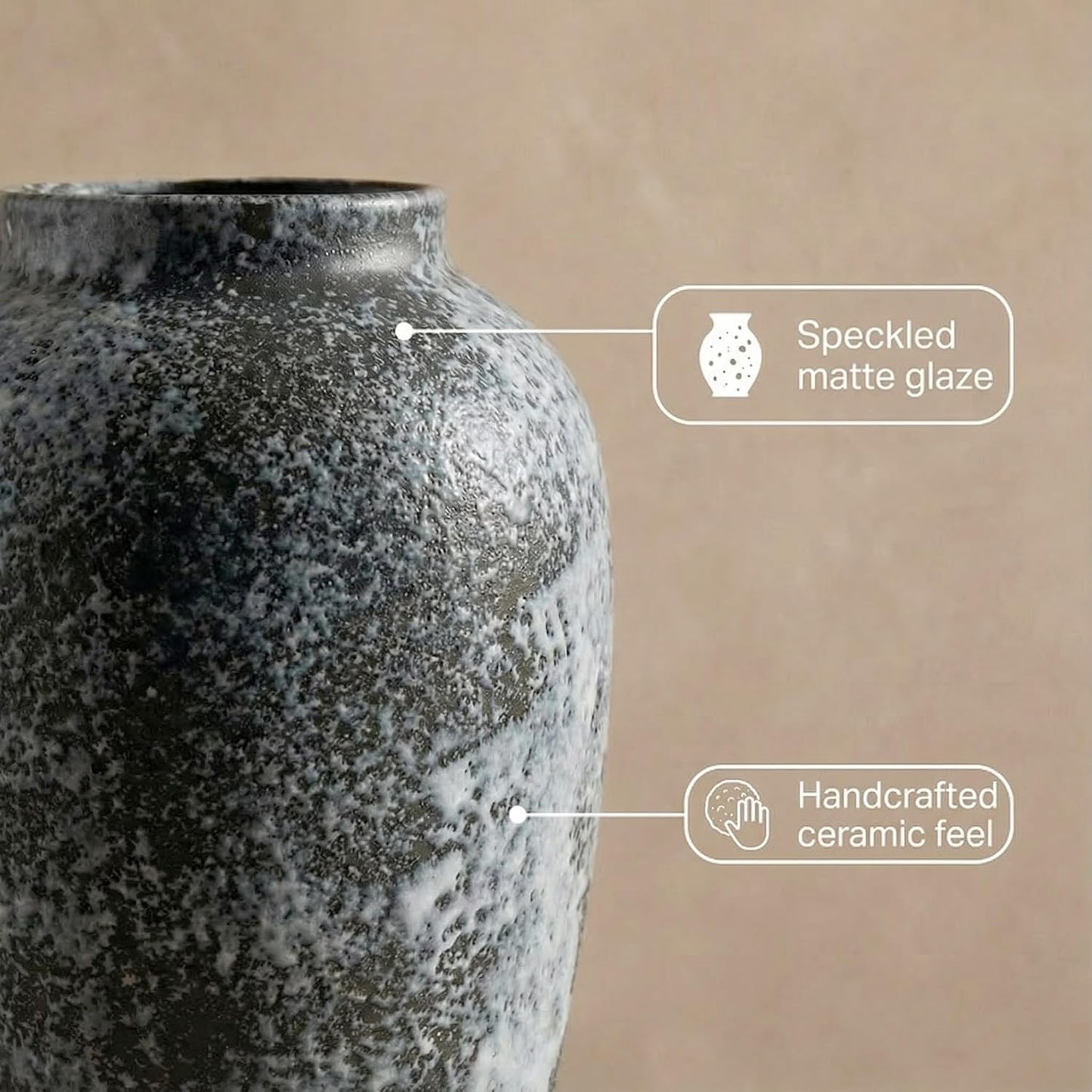 Rustic 10" Ceramic Vase / Speckled - 10" Medium