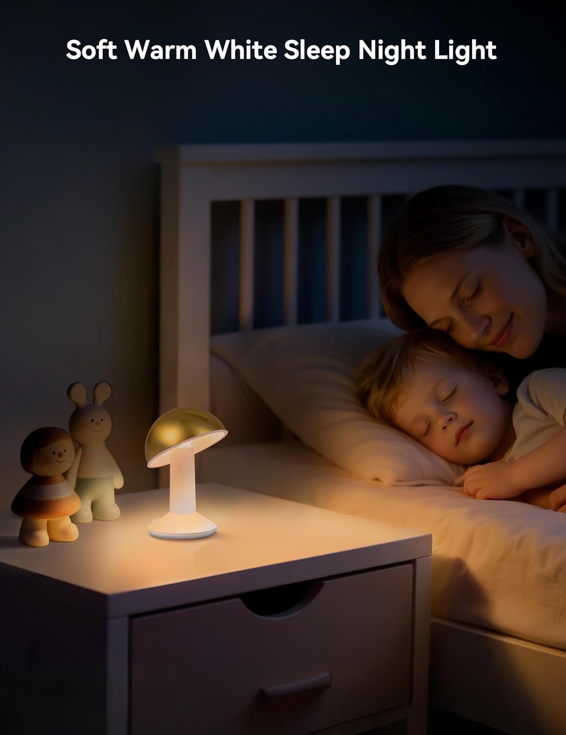 Tubicen 2 Pack Rotatable Mushroom Table Lamp Gold Cordless Bedside Lamp | 4-Level Dimmable Battery Rechargeable Small