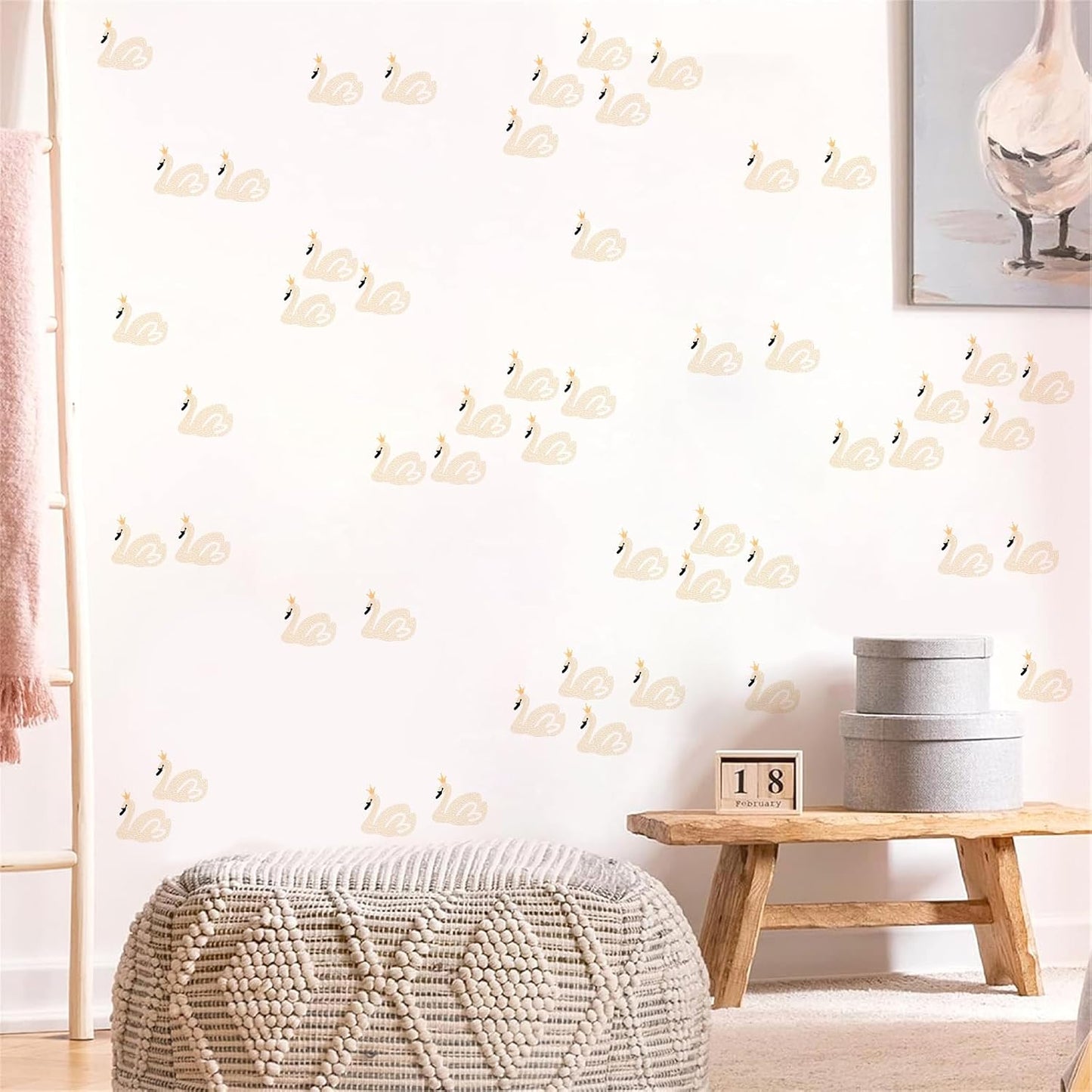 Wall Decals Peel and Stick Boho Nursery Wall Stickers Watercolor Animal Removable Swans / Swan