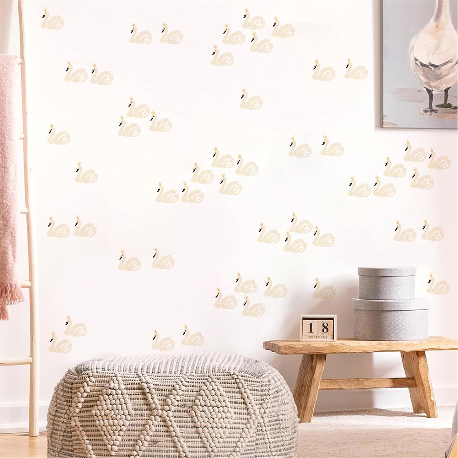 Wall Decals Peel and Stick Boho Nursery Wall Stickers Watercolor Animal Removable Swans / Swan