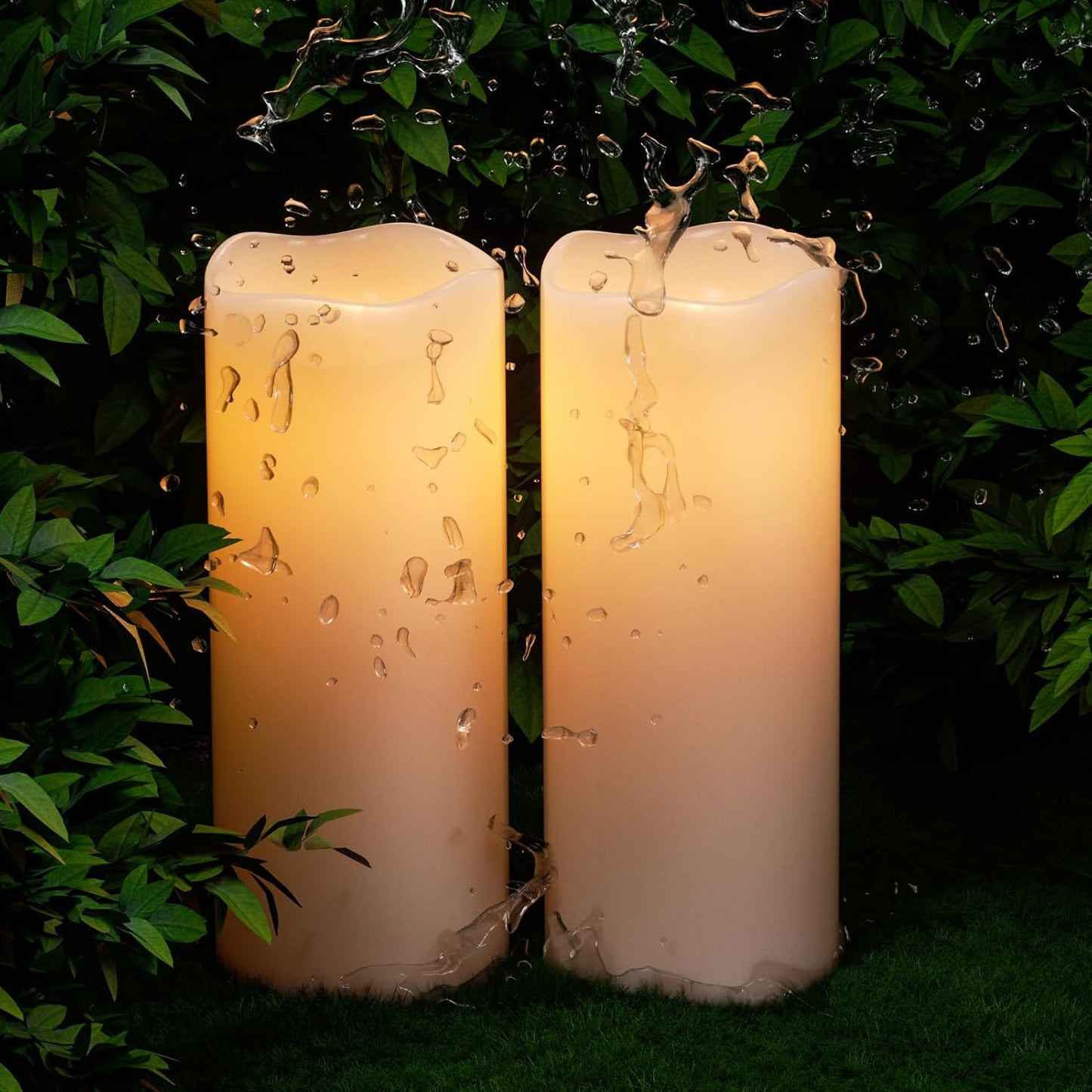 Eldnacele 8" 10"x4" Large Waterproof Outdoor Flameless Candles Remote Timer | Battery Operated Candles LED Flickering