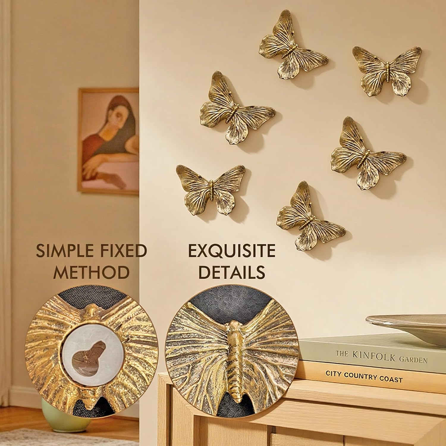 3D Butterfly Wall Decor Set / Copper / Set of 6