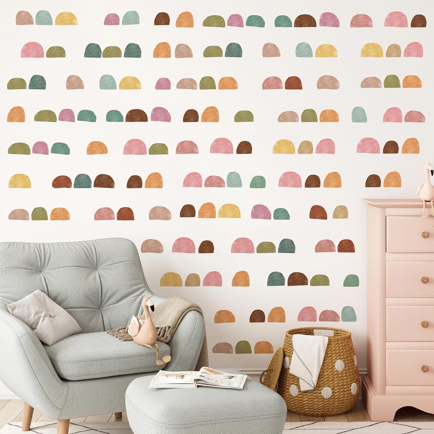 Boho Wall Decals Geometric Modern Wall Stickers Colorful Abstract Pattern Stickers Irregular / Arch