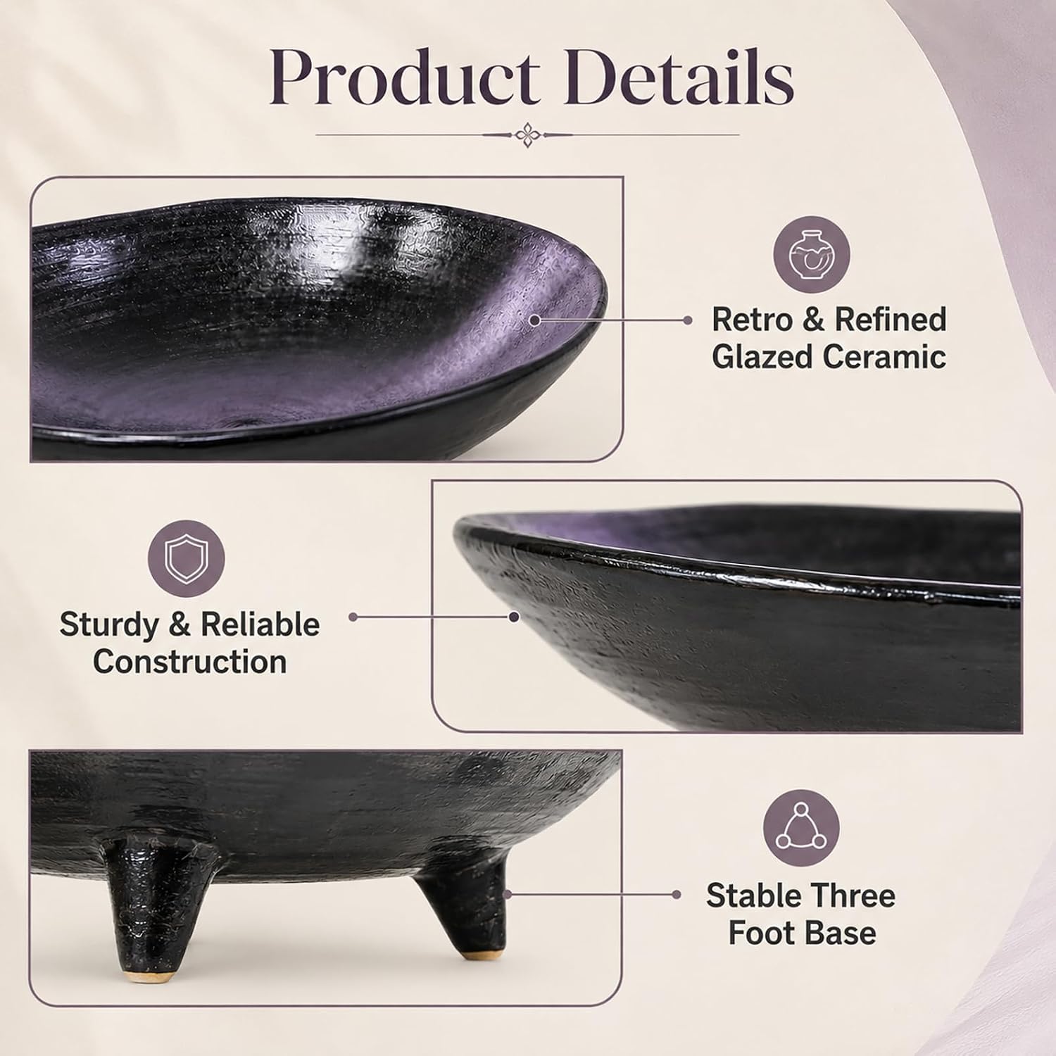 Vintage Round Trinket Tray / Black