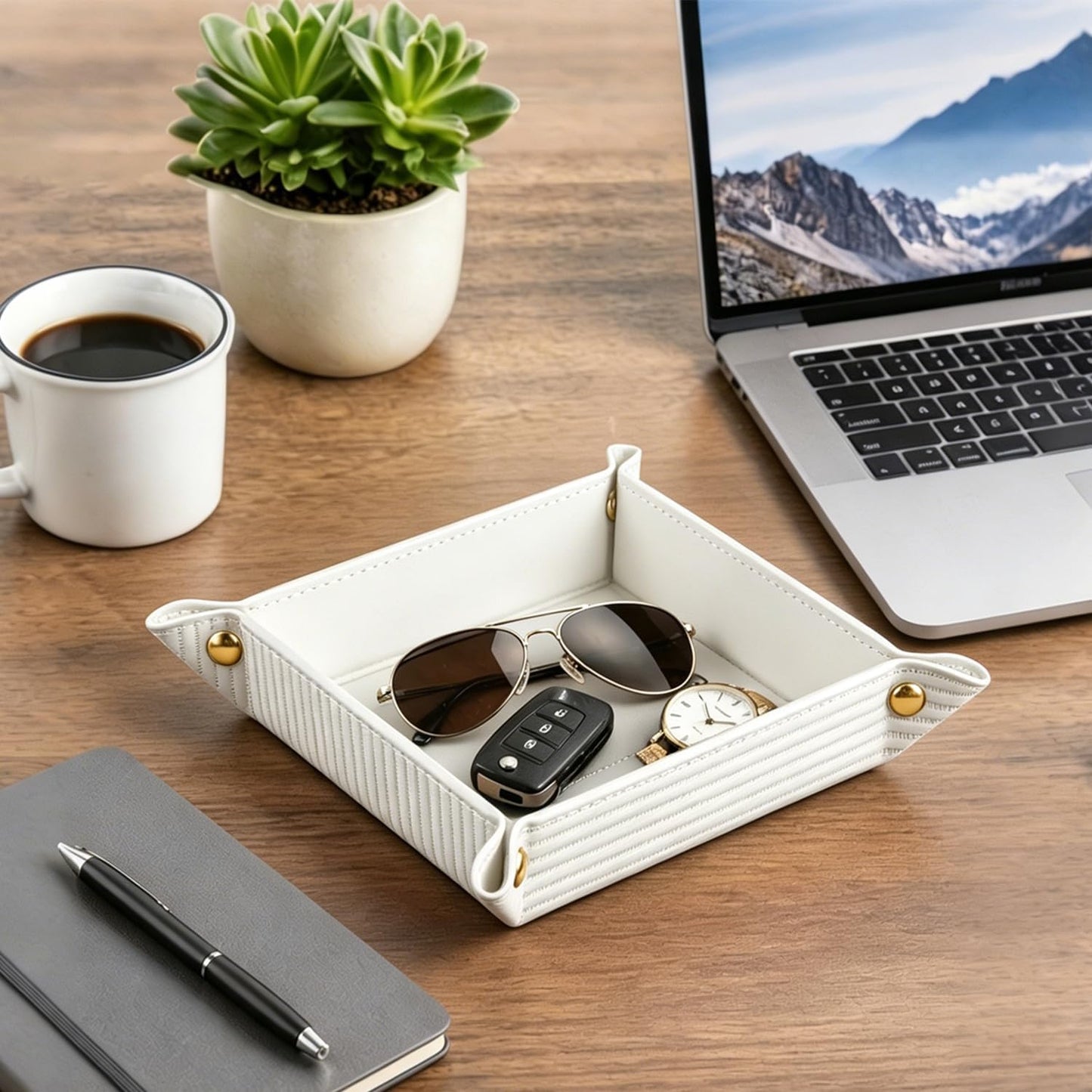 Light Valet Tray for Men / White Rome