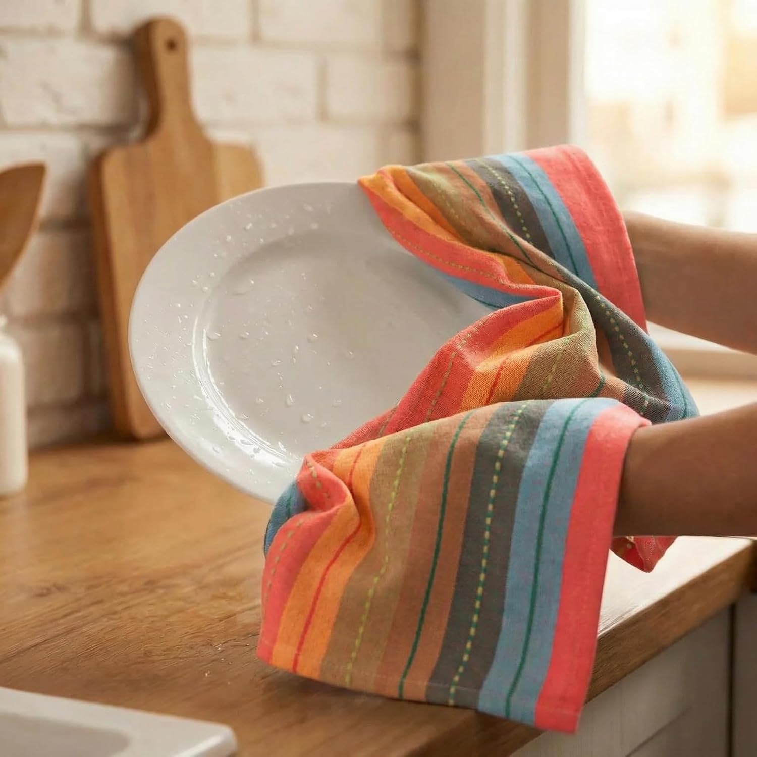 Urban Villa Kitchen Towels 100% Cotton Dish Towels for Kitchen (Set of 6) 20"x30" Highly Absorbent Kitchen Linen Set