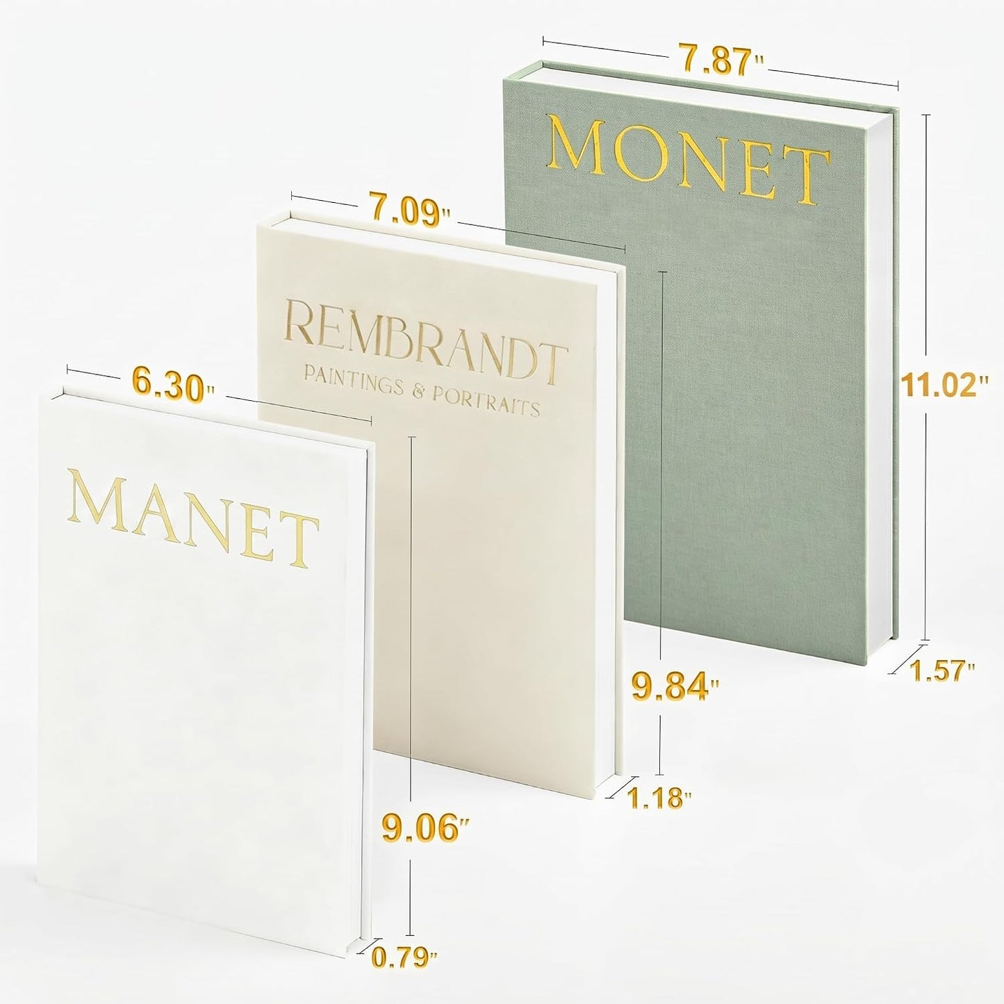 Linen Faux Book / Sage-beige-apricot / Set of 3