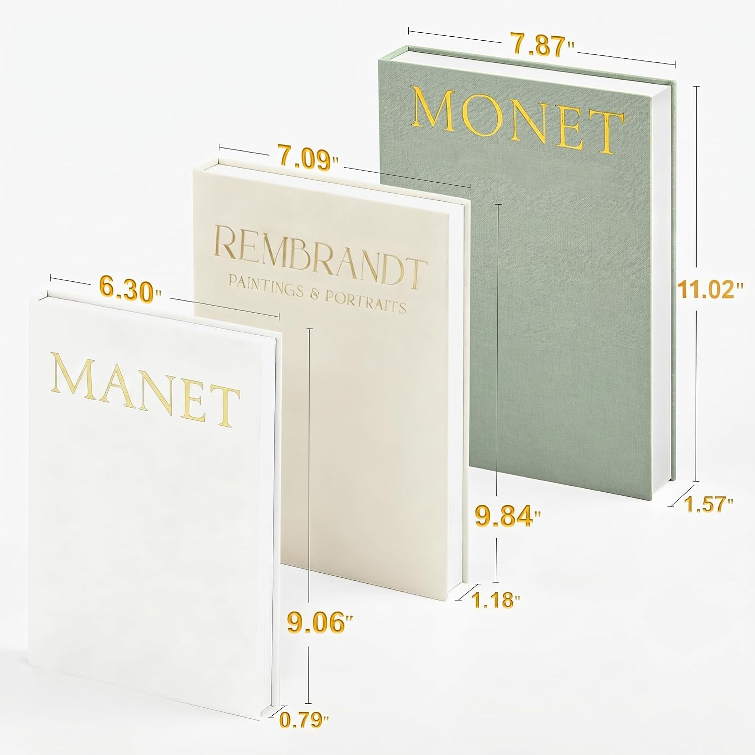 Linen Faux Book / Sage-beige-apricot / Set of 3