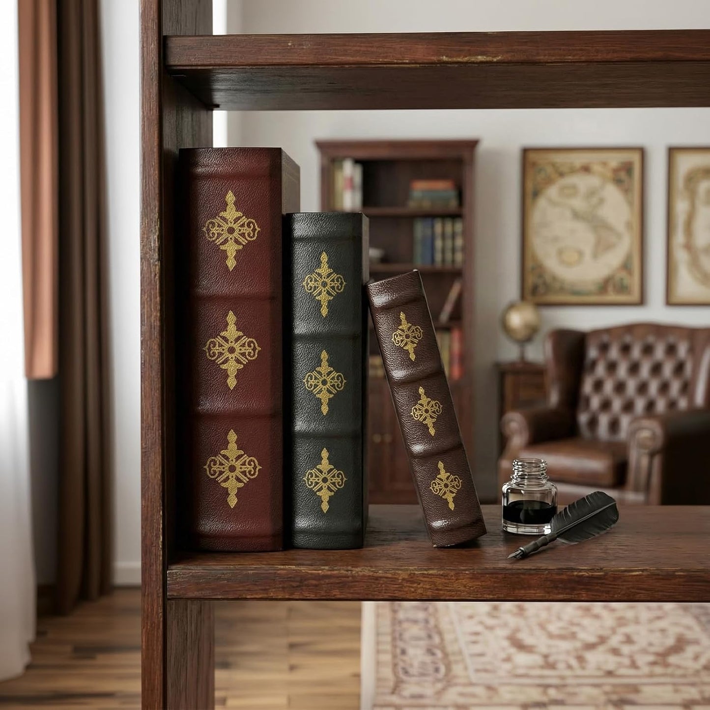 Wooden Hollow Book Box / Set of 3