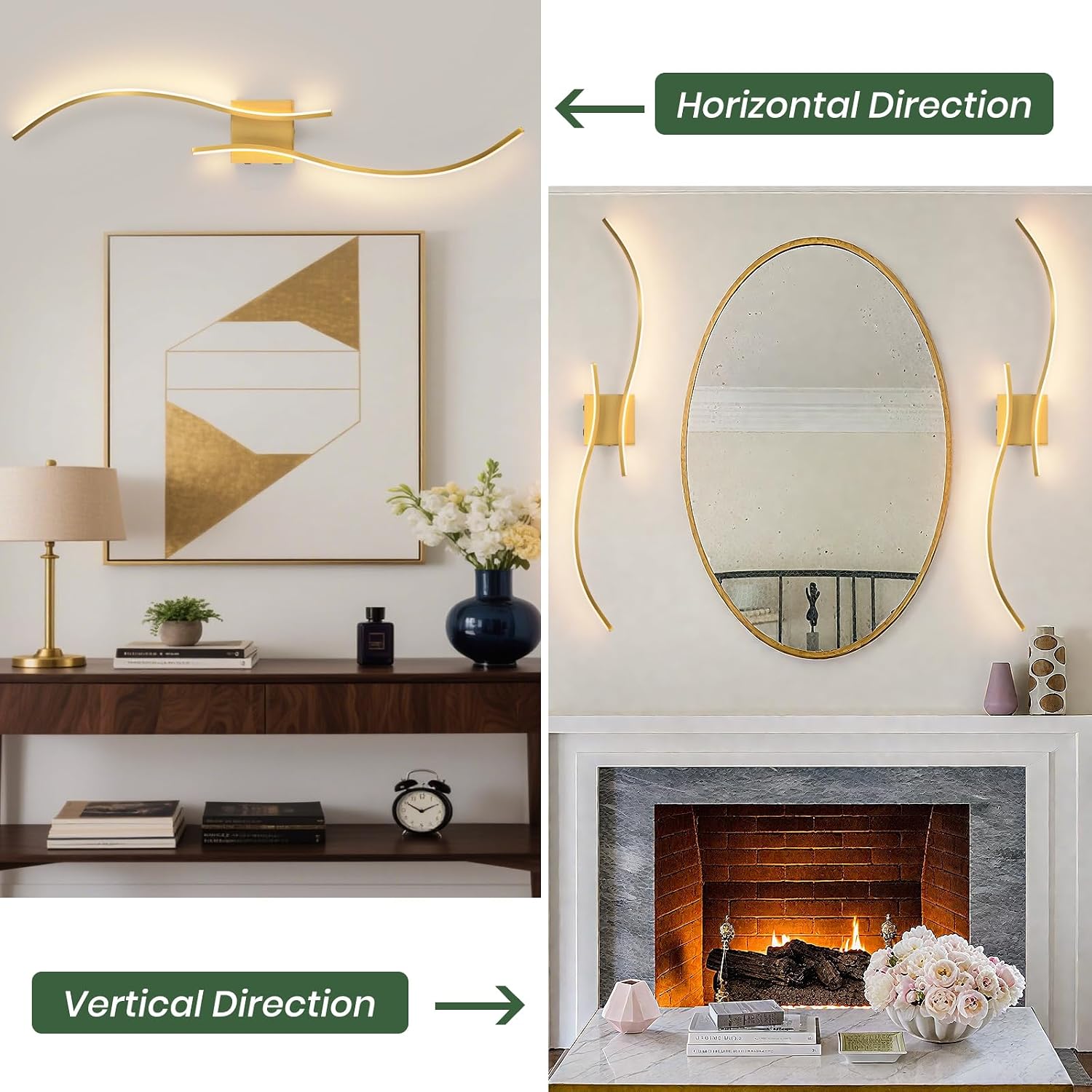 CANEOE Battery Operated Wall Sconce Set of 2, 18000mAh Gold Rechargeable Wall Lights with Remote Control,3000K-6000K