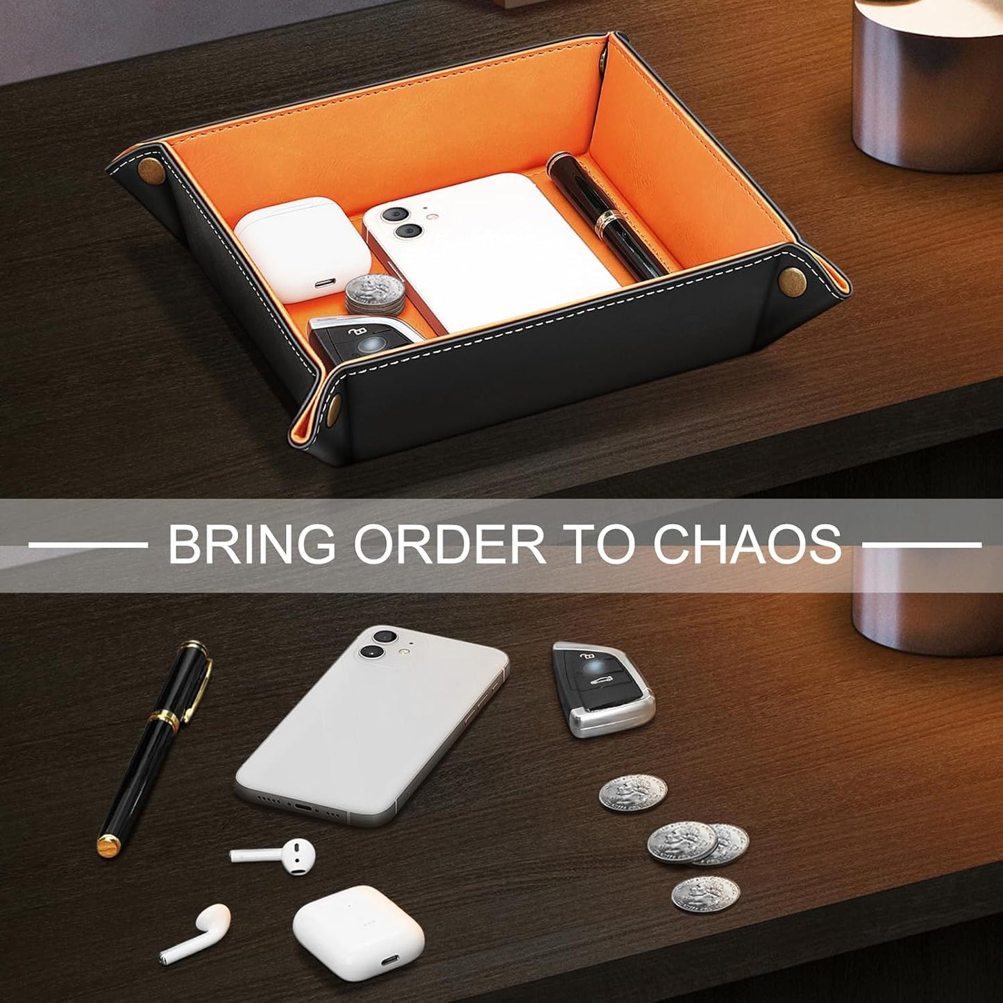 Valet Tray Desktop Storage Organizer / Orange