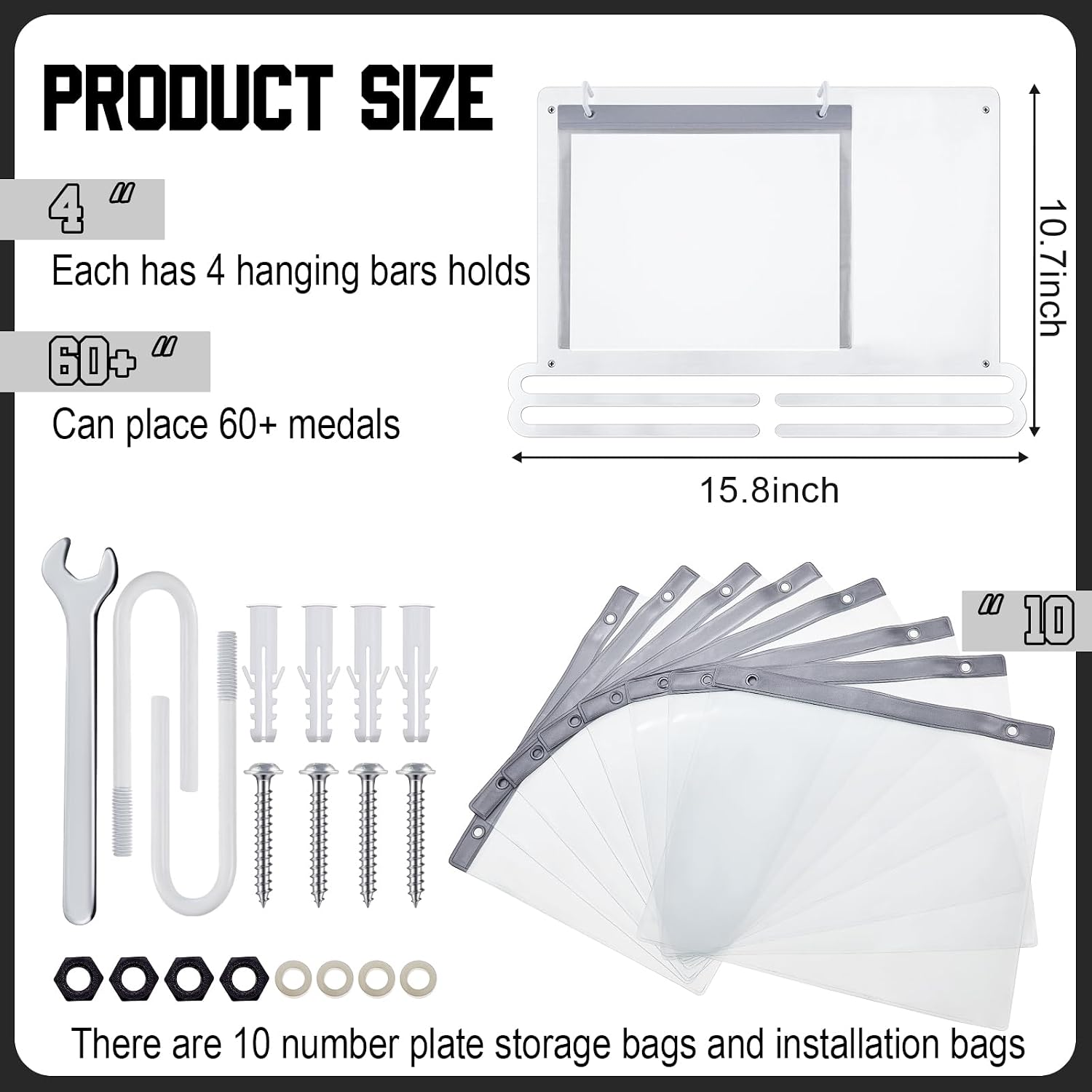 Race Medal and Bib Display Medal Hanger Running Bib Holder Wall Mounted Hanging Rack Stands Gifts for Runners