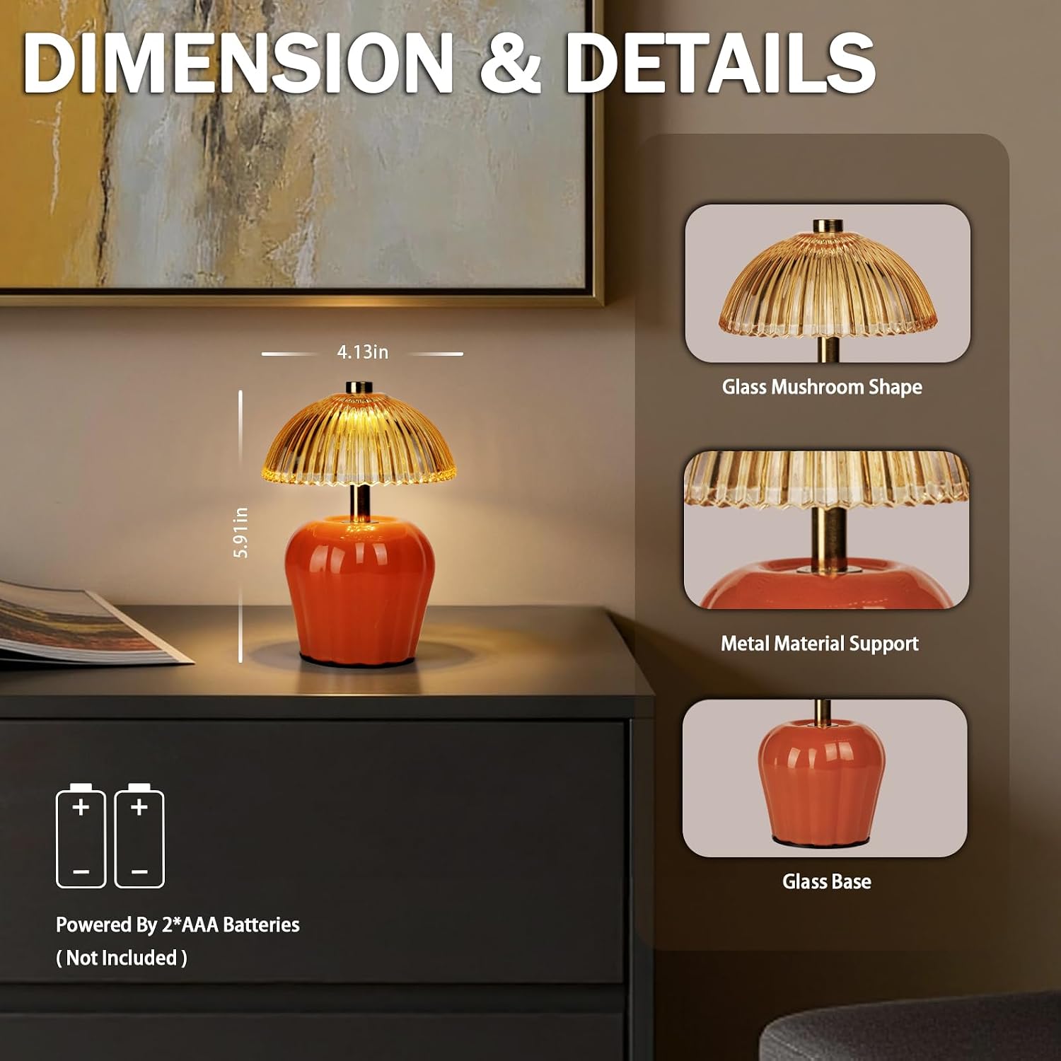 Battery Operated Lamp / Dark Orange