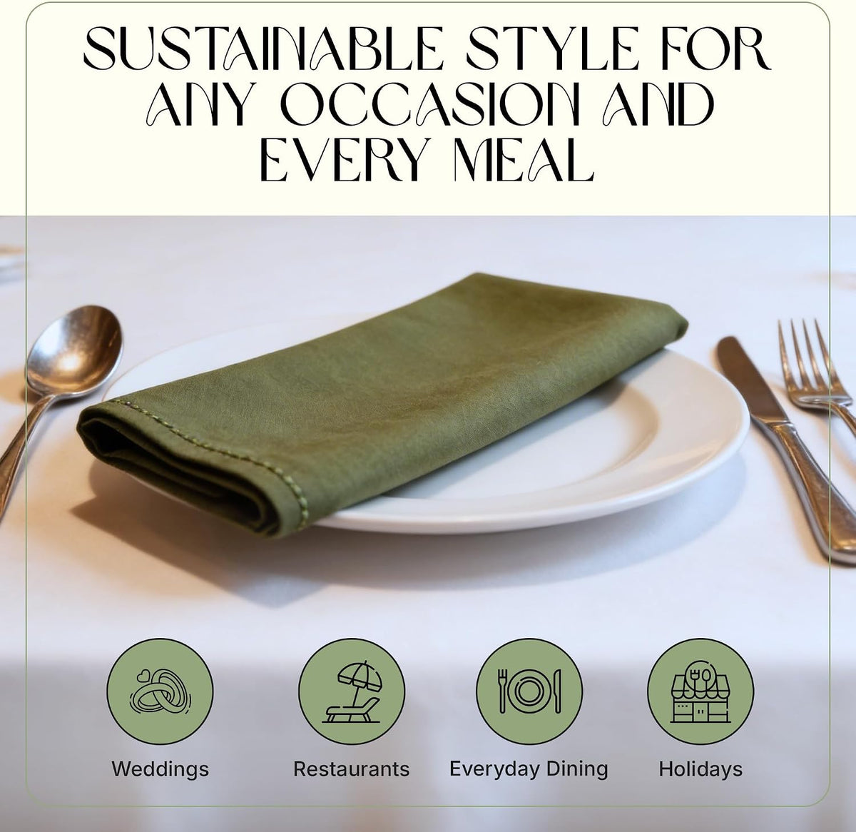 Cloth Napkins Set of 12, 100% Cotton Fabric Reusable Dinner Napkins, 18 x 18 Inch Washable Table & Kitchen Napkins for