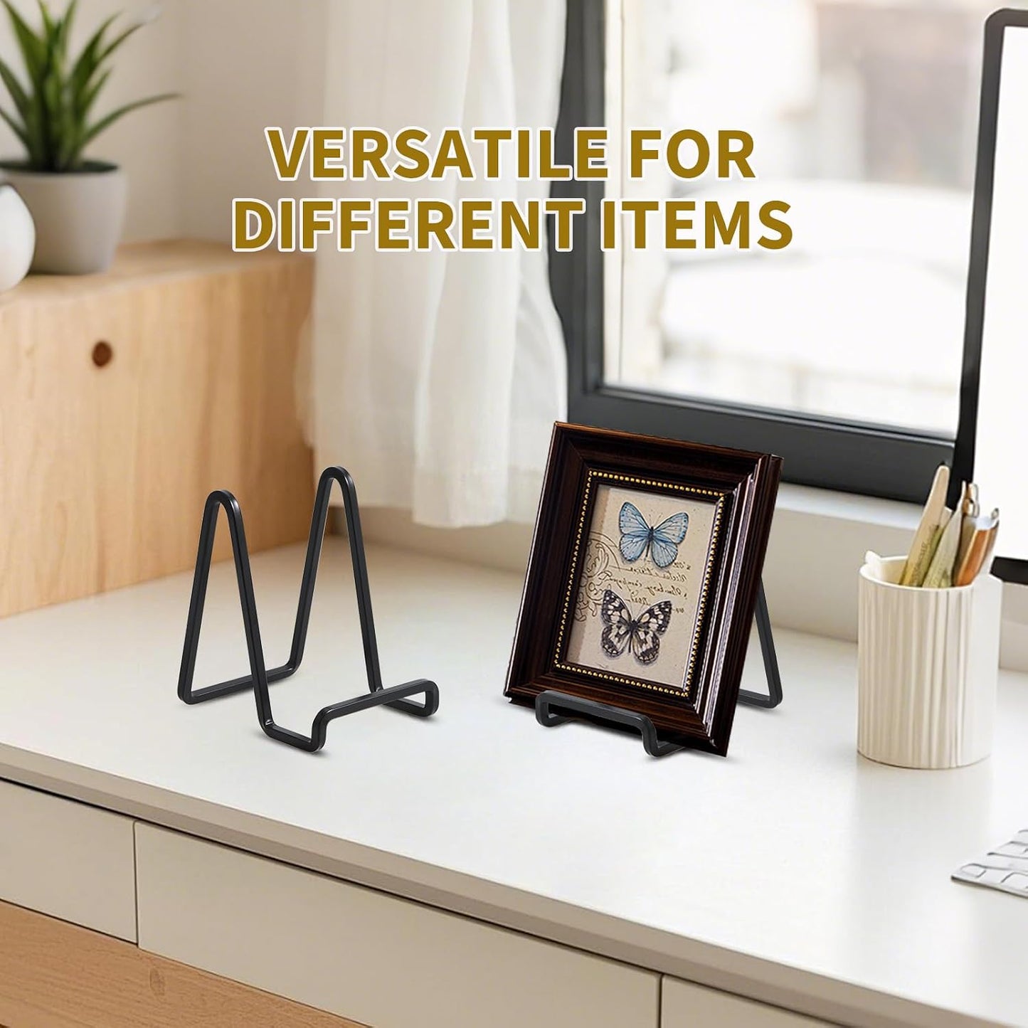 Metal Plate Stands for Display / 4.5 Inch / Black / Set of 4