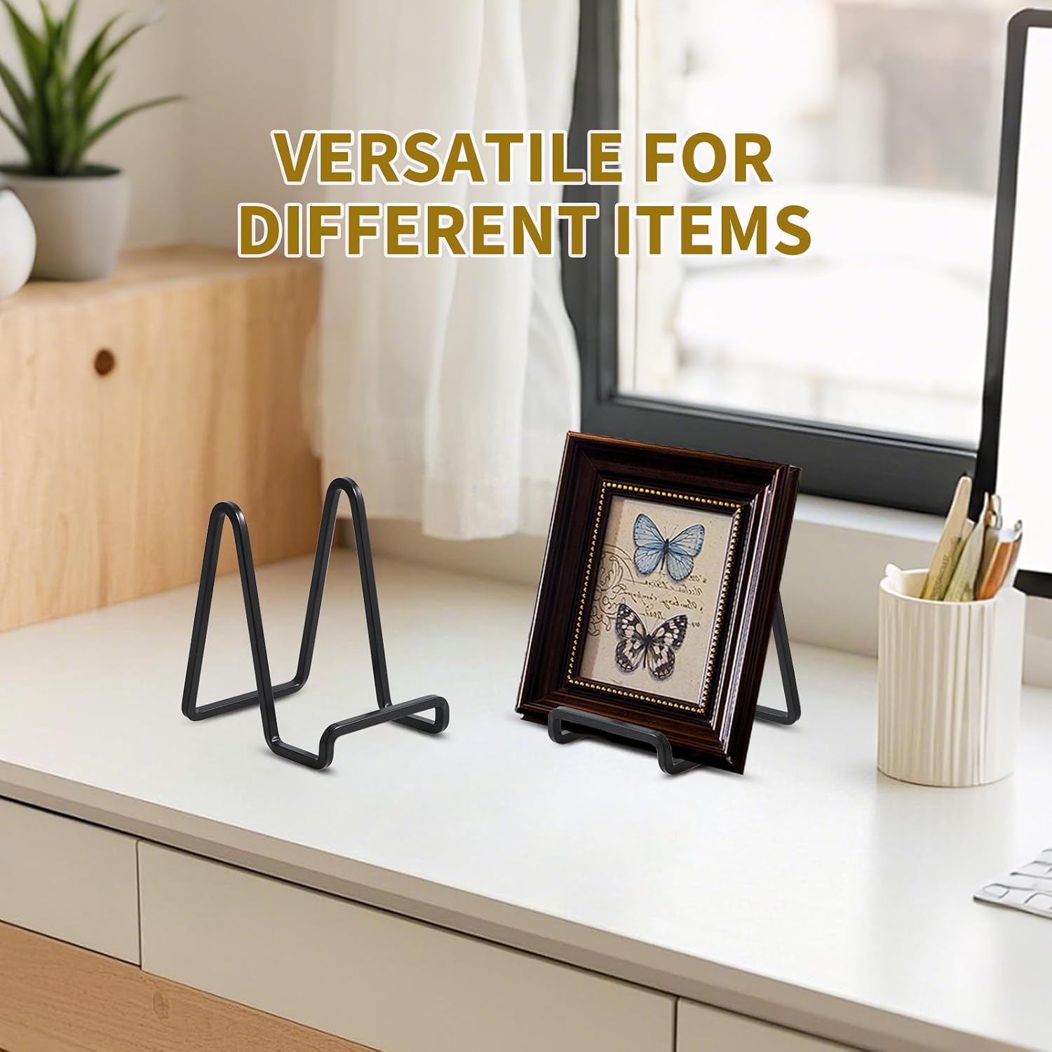 Metal Plate Stands for Display / 4.5 Inch / Black / Set of 4