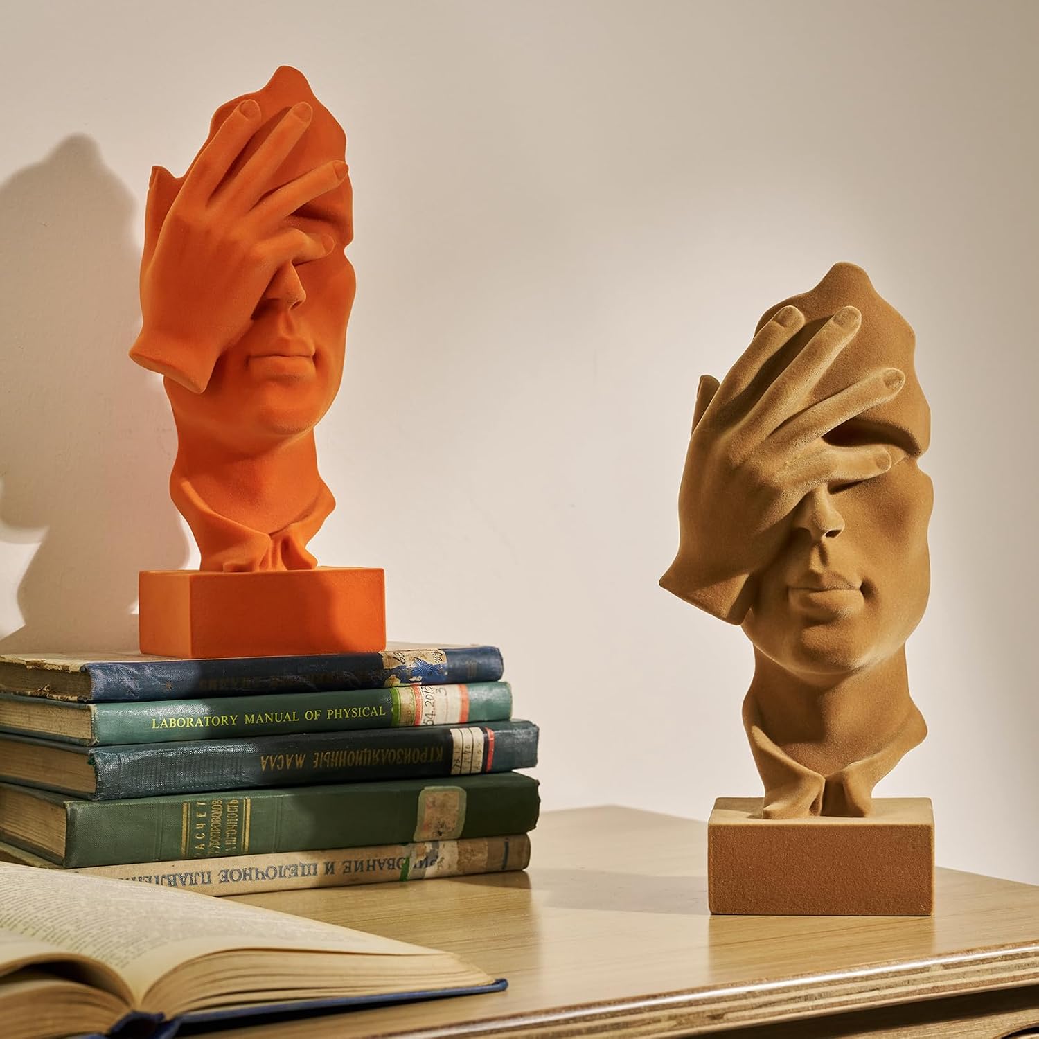 See No Evil Sculpture Modern Abstract Figurine for Desk / Nosee-brown