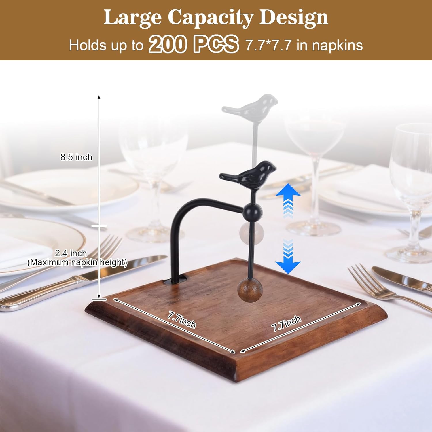 Wooden Napkin Holder / Black / 7.5 Inch