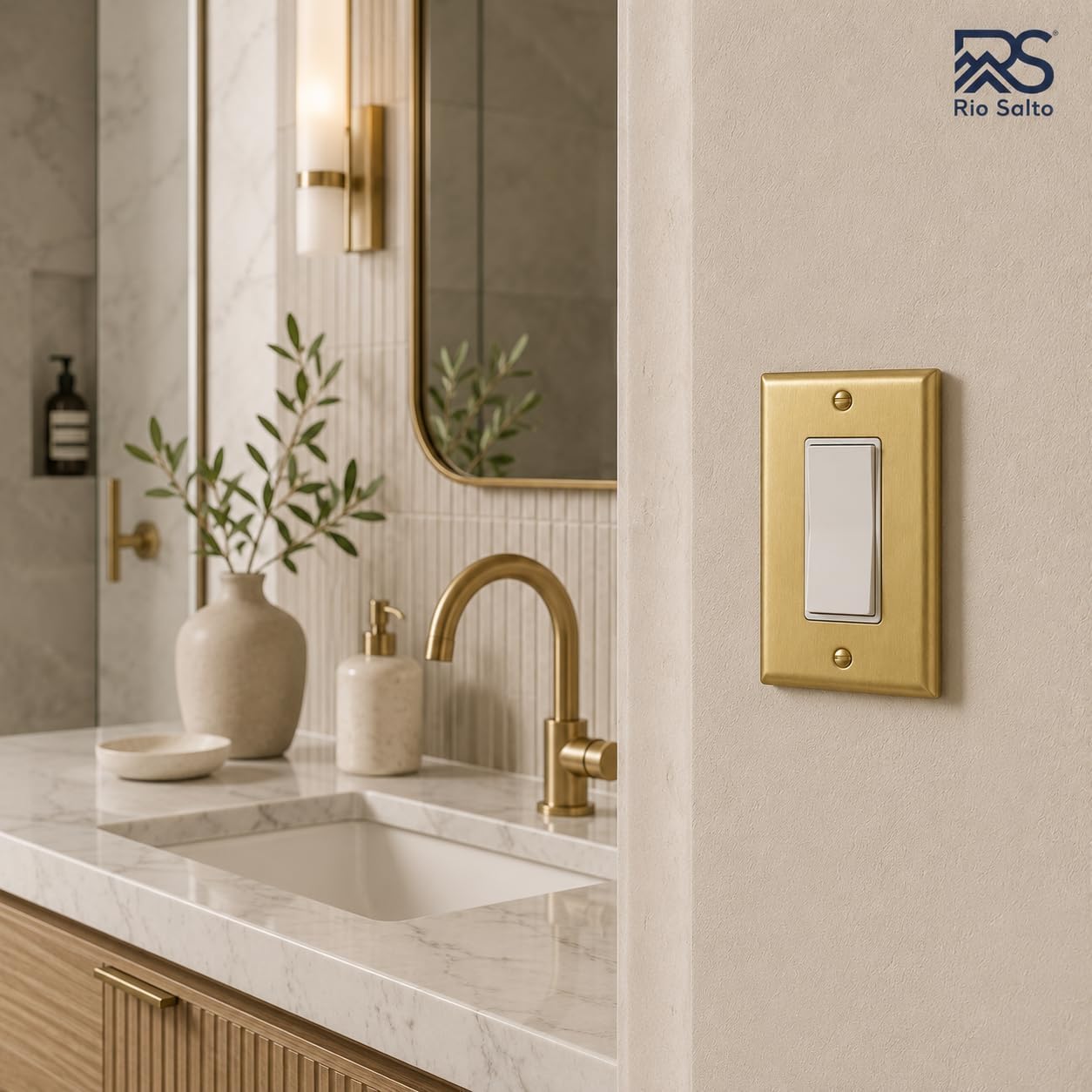 Rio Salto BRASS Light Switch Cover Plate Gold Outlet Covers Brushed Brass Rocker Switch Plate Decorator Paddle GFCI