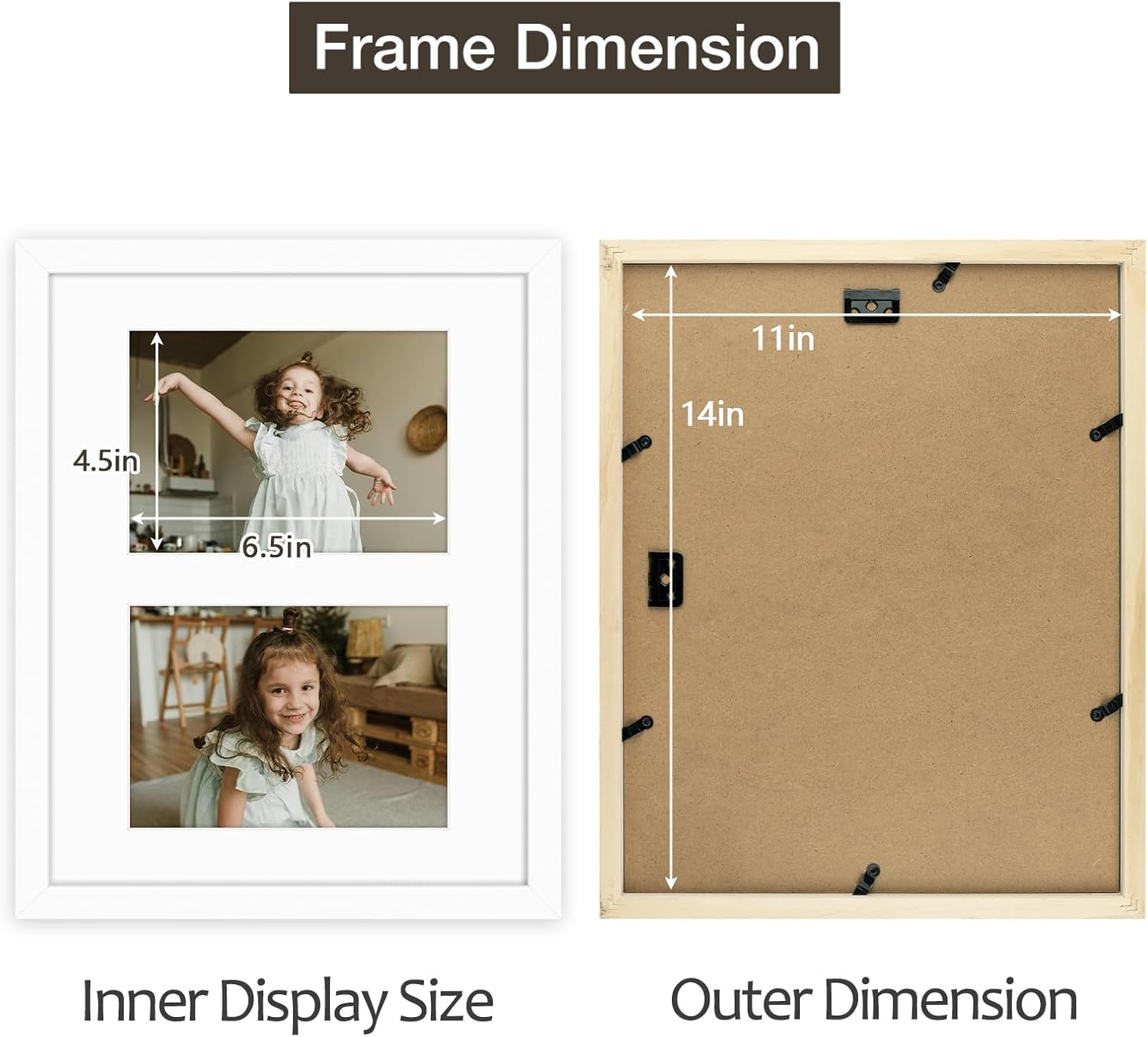 Golden State Art 11x14 White Wood Frame - for Two 5x7 Pictures, 10 Pack | Matted to Double 5x7 Picture,Solid Wood