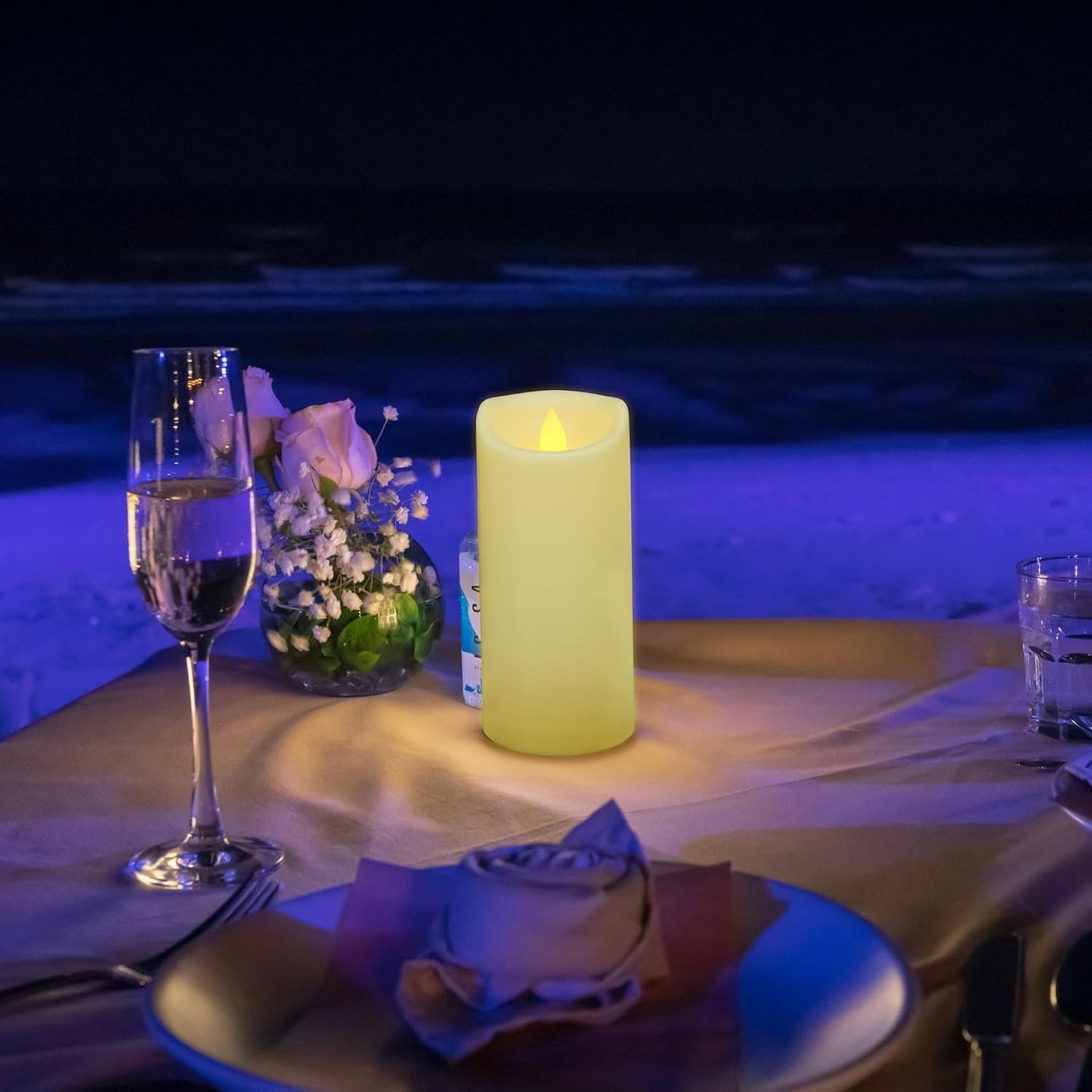 6 Pack 3"x7" Outdoor Waterproof Flameless Candles with Remote and Timer, Battery Operated Flickering LED Pillar Candles