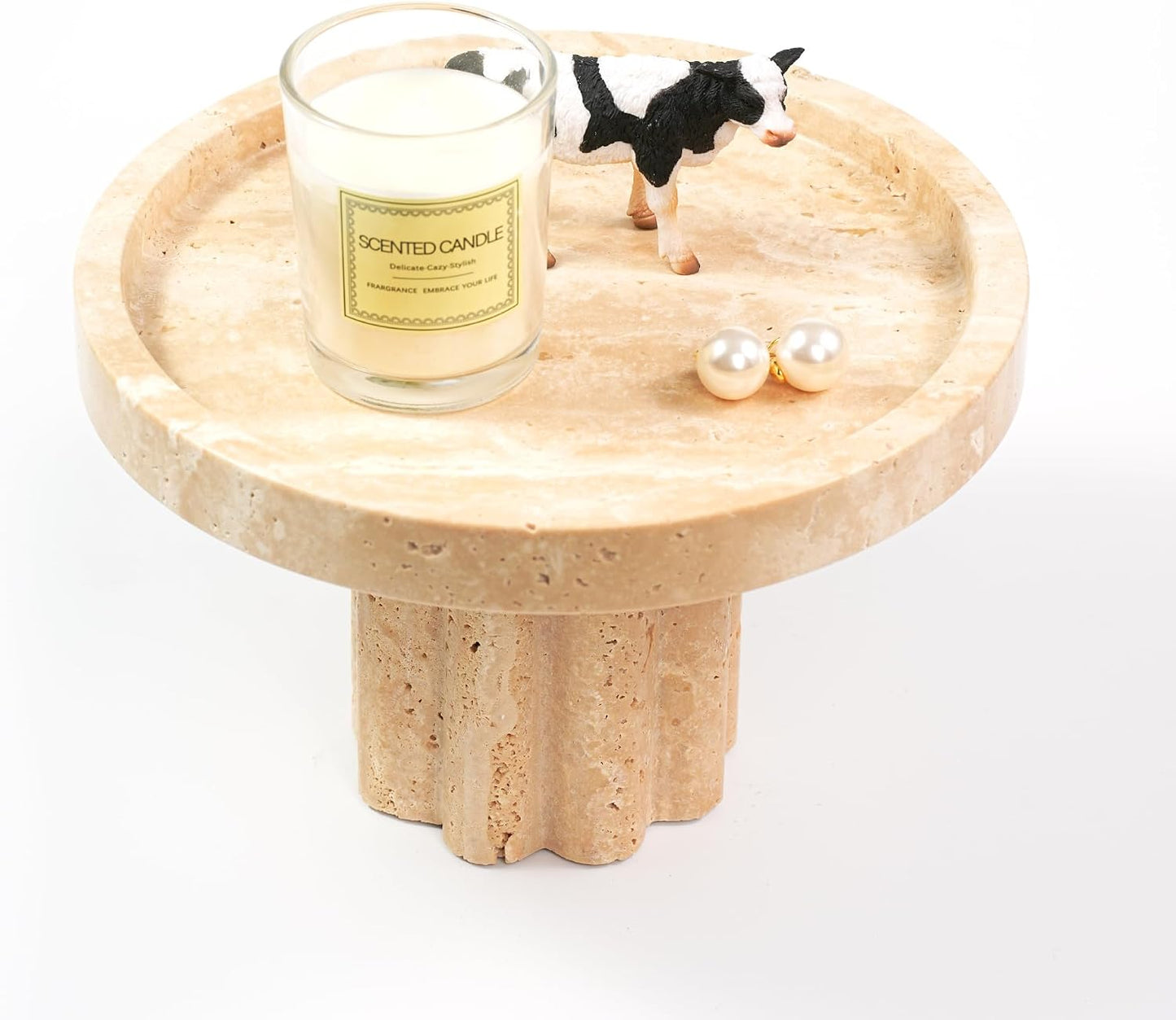 Travertine Marble Perfume Tray / 1leg-travertine