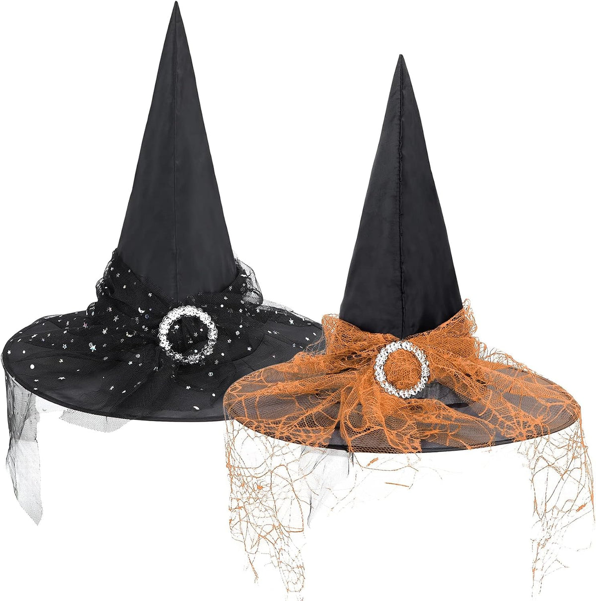 Zando Lace Witch Hats for Women - Halloween Cosplay Costume Accessories Foldable Hanging Witch Wizard Hats for Decorations