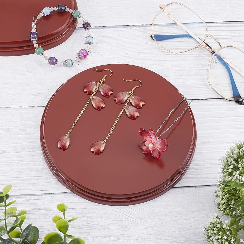 Round Wood Base Wood Display Base for Gemstone Jewellery / Brown / 6 Inch