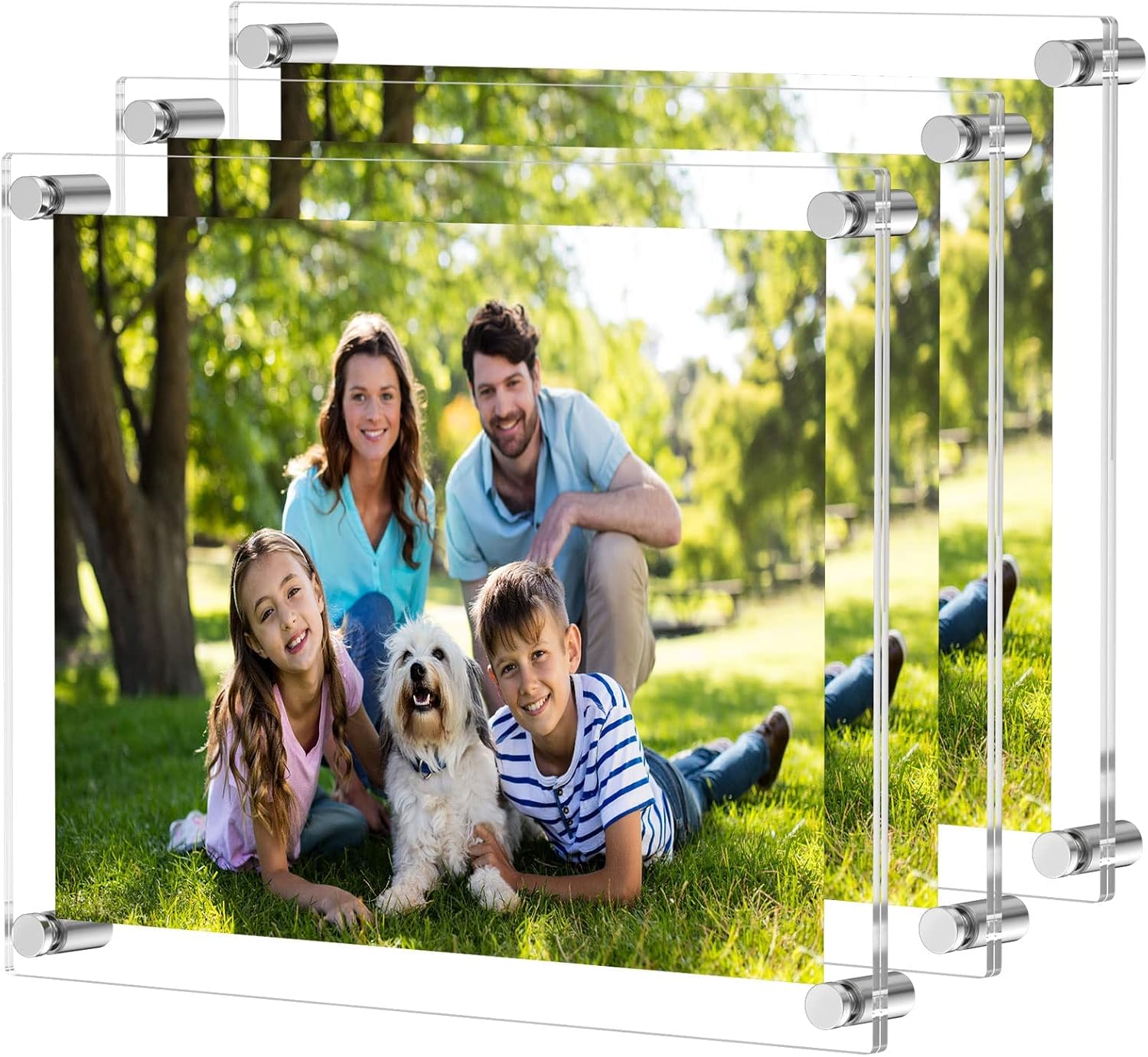 NIUBEE 11x14 Clear Acrylic Picture Frame Floating Wall Mount 3 Packs | Full Frame is 13x16 inch,for Degree Certificate