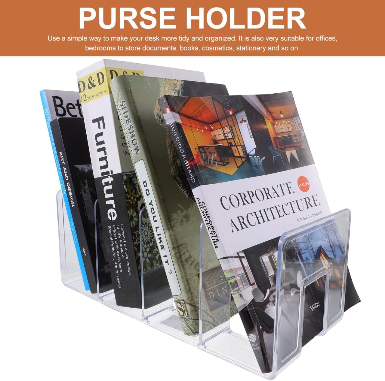 Wallet Acrylic Books Wallet Holder Desk Book Ends Book Holders / Transparent / Medium