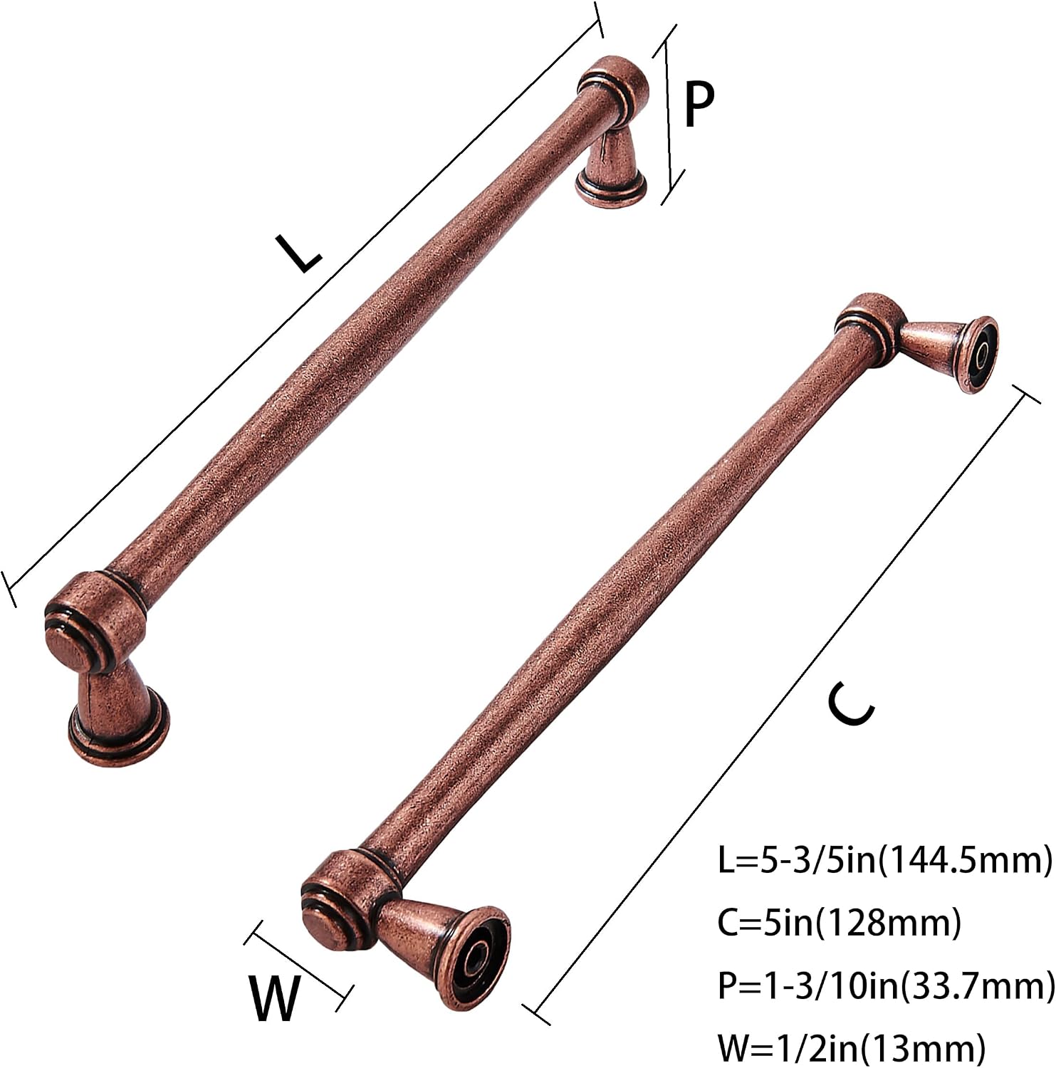 Cabinet pulls Kitchen Cabinet Handles / 5 Inch Hole Center / Antique Copper / 5 Inch / Set of 2
