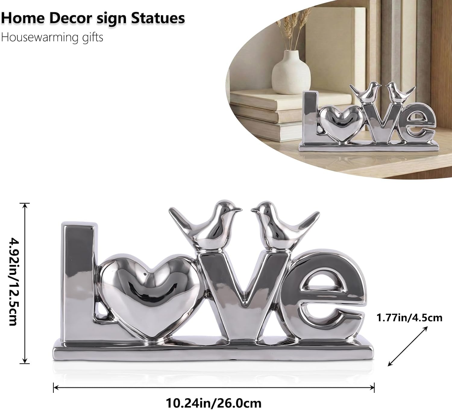Ceramic Bird Statue / Silver