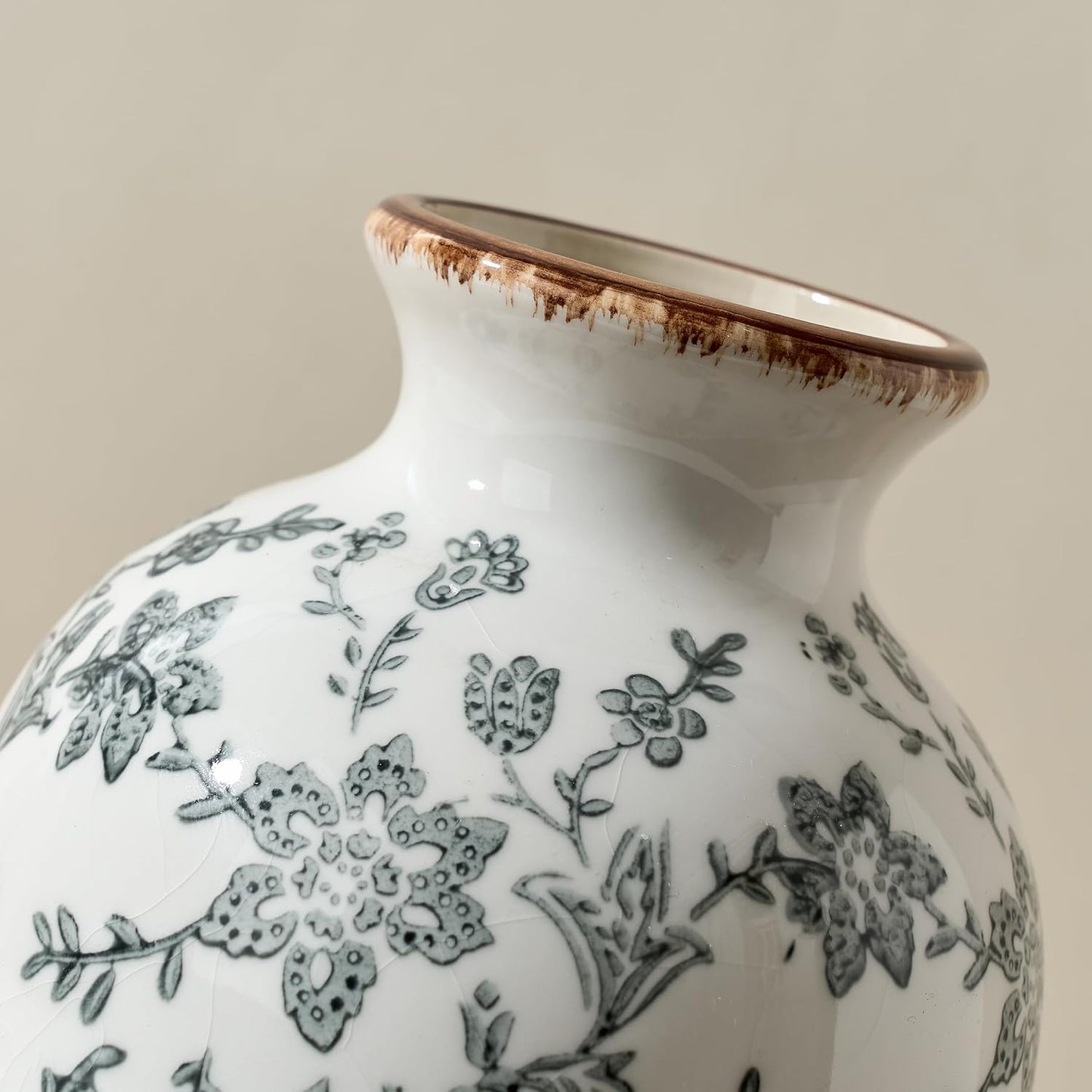 Modern Farmhouse Ceramic Vase / Gray- 7.95