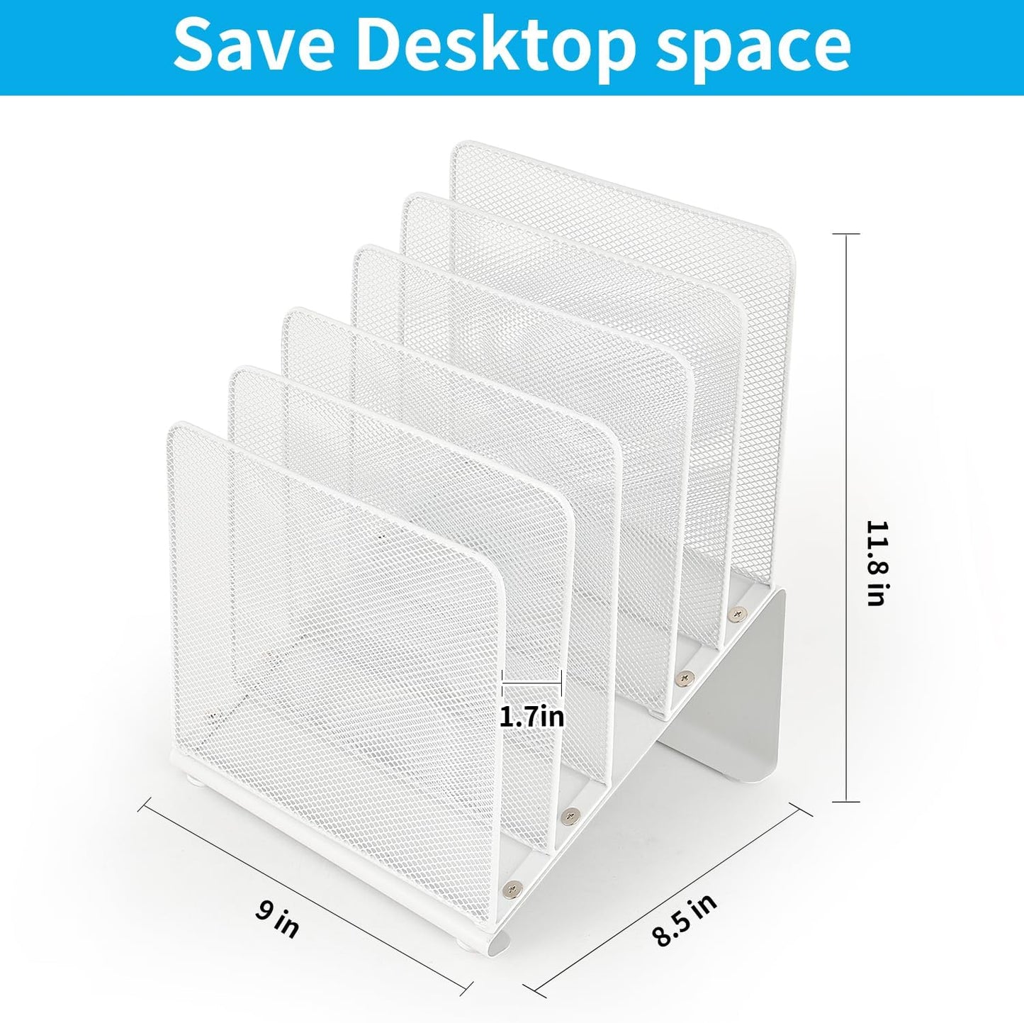 LEKETREE File Organizer for Desk, Desk Organizer with 5-Section Vertical File Rack, File Folder Organizer, Desk