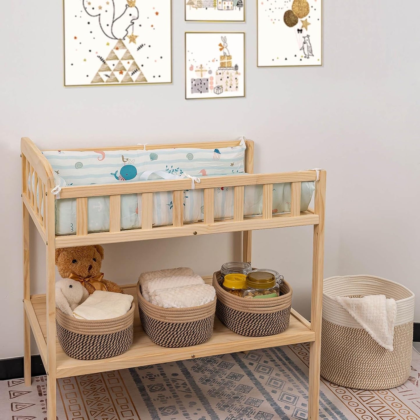 Rectangular Woven Storage Baskets Natural Cotton Rope / Camel/mixed Black / Small Basket / Set of 3