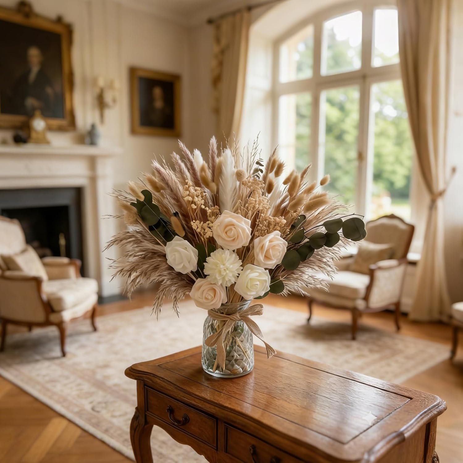 Indoor Artificial Dried Flowers / Natural Champagne / Set of 101