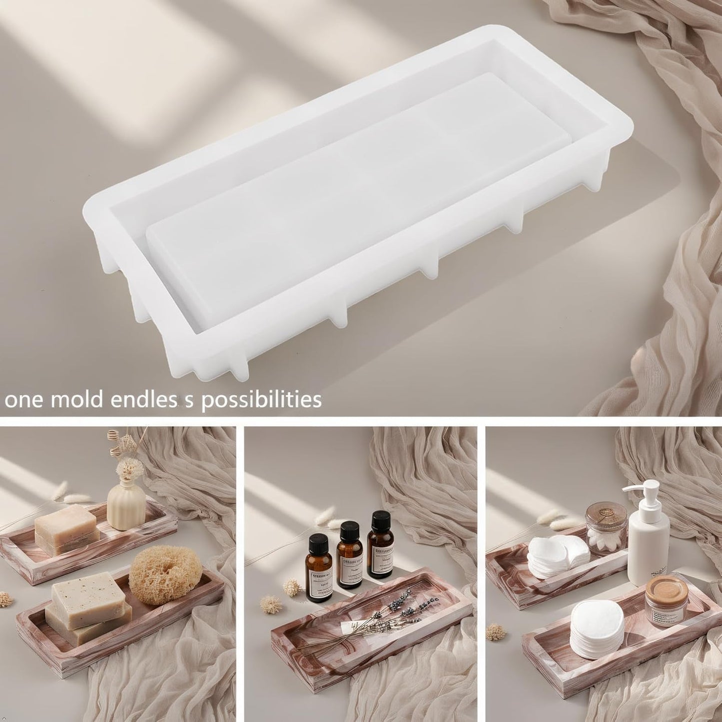 1 Pc Epoxy Resin Silicone Mold Rectangle Storage Tray Container Mold / Rectangle Resin Mold
