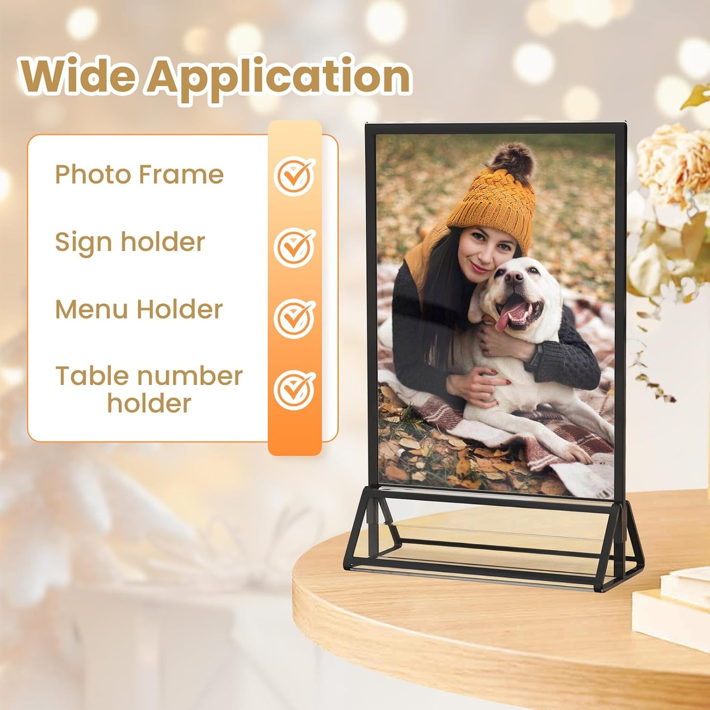 Acrylic Sign Holder Picture Frame Double-Sided Acrylic Frames / 5 x 7 / Black / Set of 6