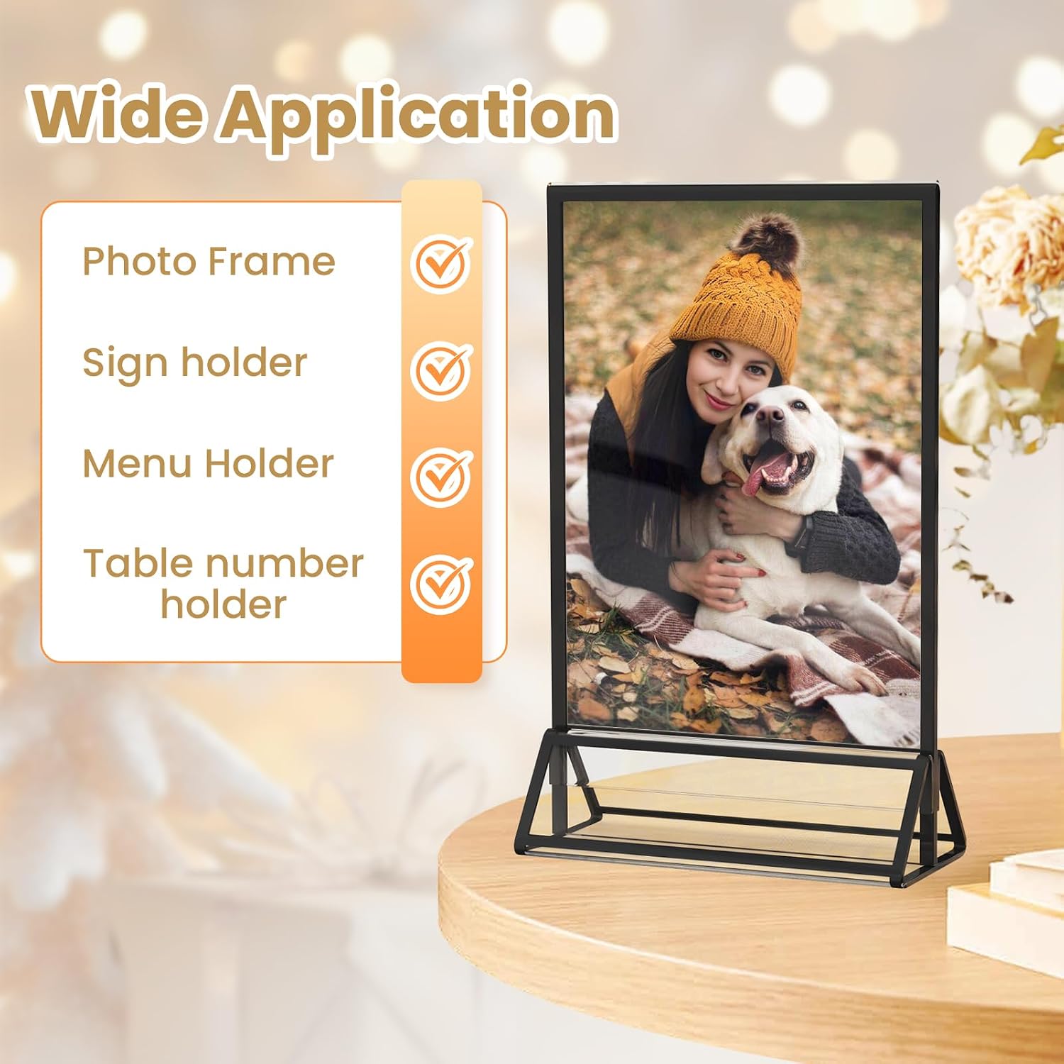 Acrylic Sign Holder Picture Frame Double-Sided Acrylic Frames / 5 x 7 / Black / Set of 6