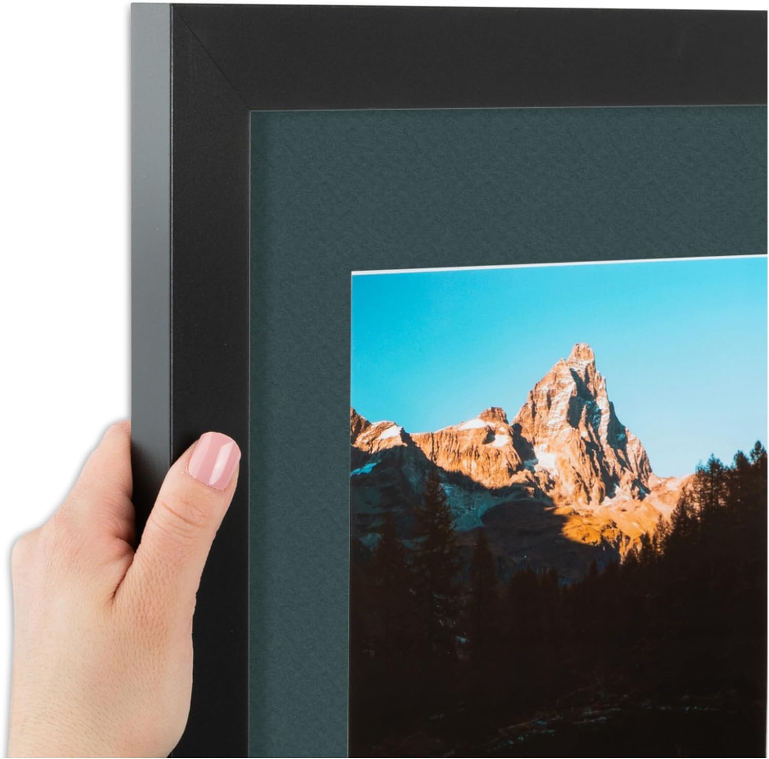 ArtToFrames Collage Picture Frame 3 Opening 3-5x7 Photo Frame | Made in USA | Black Frame Evergreen and Black Mats