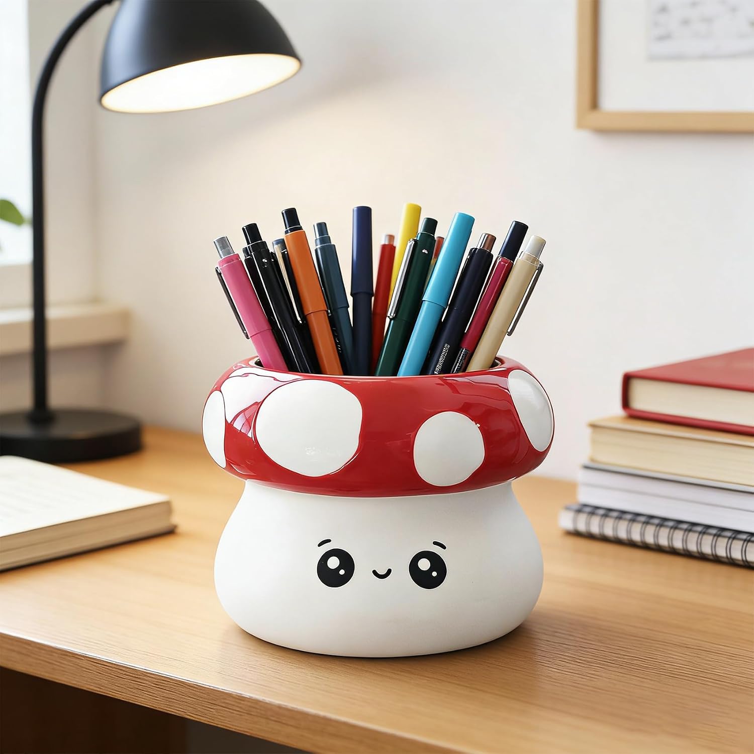Ceramic Mushroom Planter Pot / Red