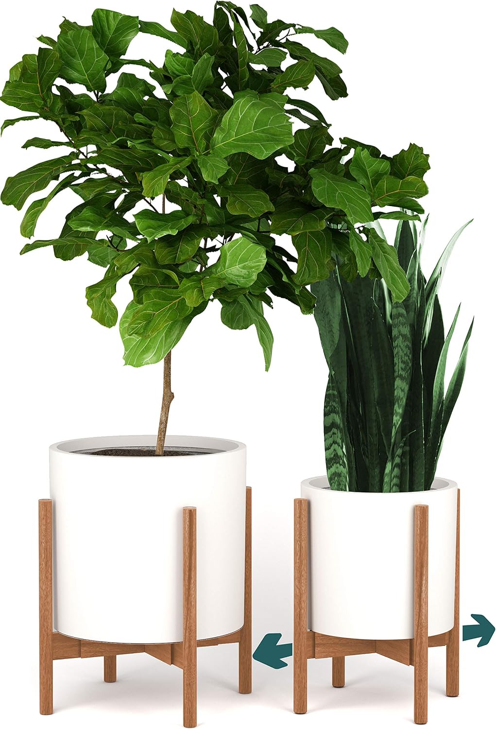 Fox & Fern Large Adjustable Plant Stand Indoor, Bamboo Stand, 8 - 12 Inch | Plug In Design, Holds 200 lbs, Two Heights