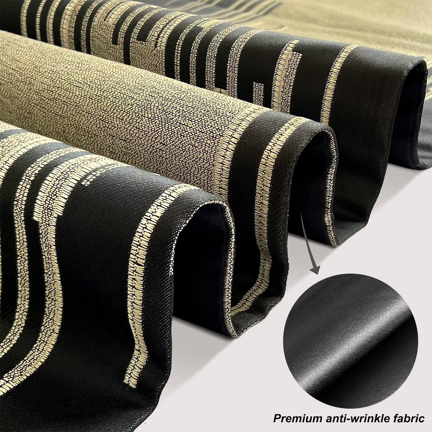 Elegant Black Table Runner,13"x120", Modern Abstract Geometric, Tassels | Table Runners 120 Inches Long, Luxury