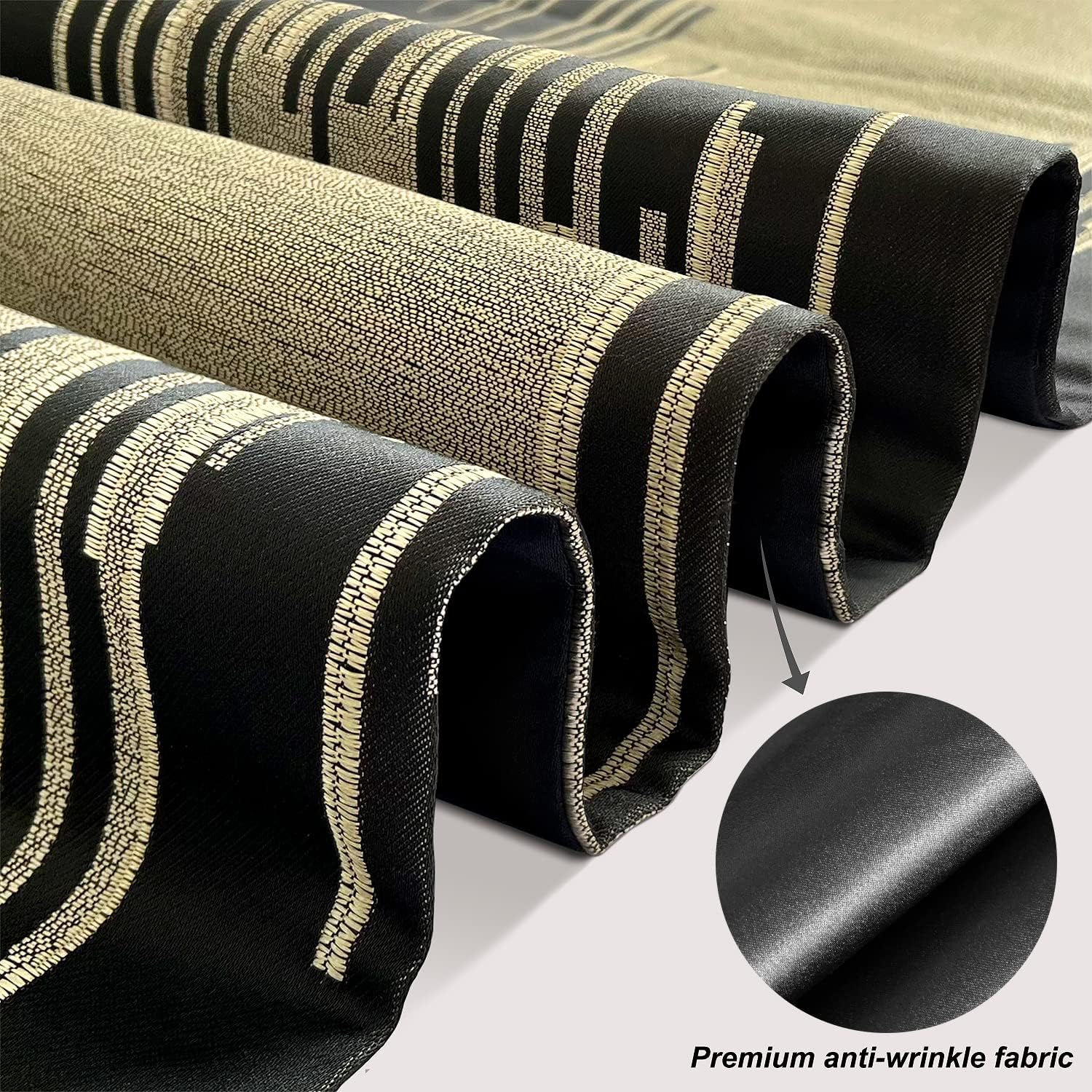 Elegant Black Table Runner,13"x120", Modern Abstract Geometric, Tassels | Table Runners 120 Inches Long, Luxury